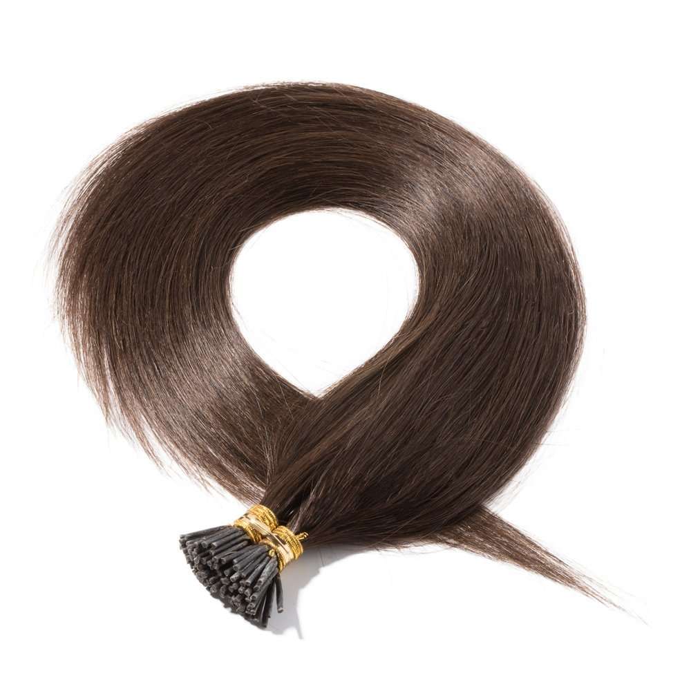 LHS -LUXURY HAIR STUDIO I-Tip Double Drawn Fusion Permanent Human Hair 24Inch Light Brown Straight (100 Strands) Hair Extension 3