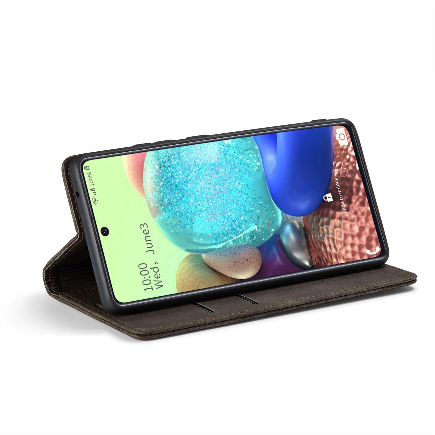 HAII Galaxy Note 20 Case, Flip Fold Leather Wallet Case with Credit Card Slot and Kickstand Magnetic Closure Protective Cover for Samsung Galaxy Note 20 (Coffee) 4