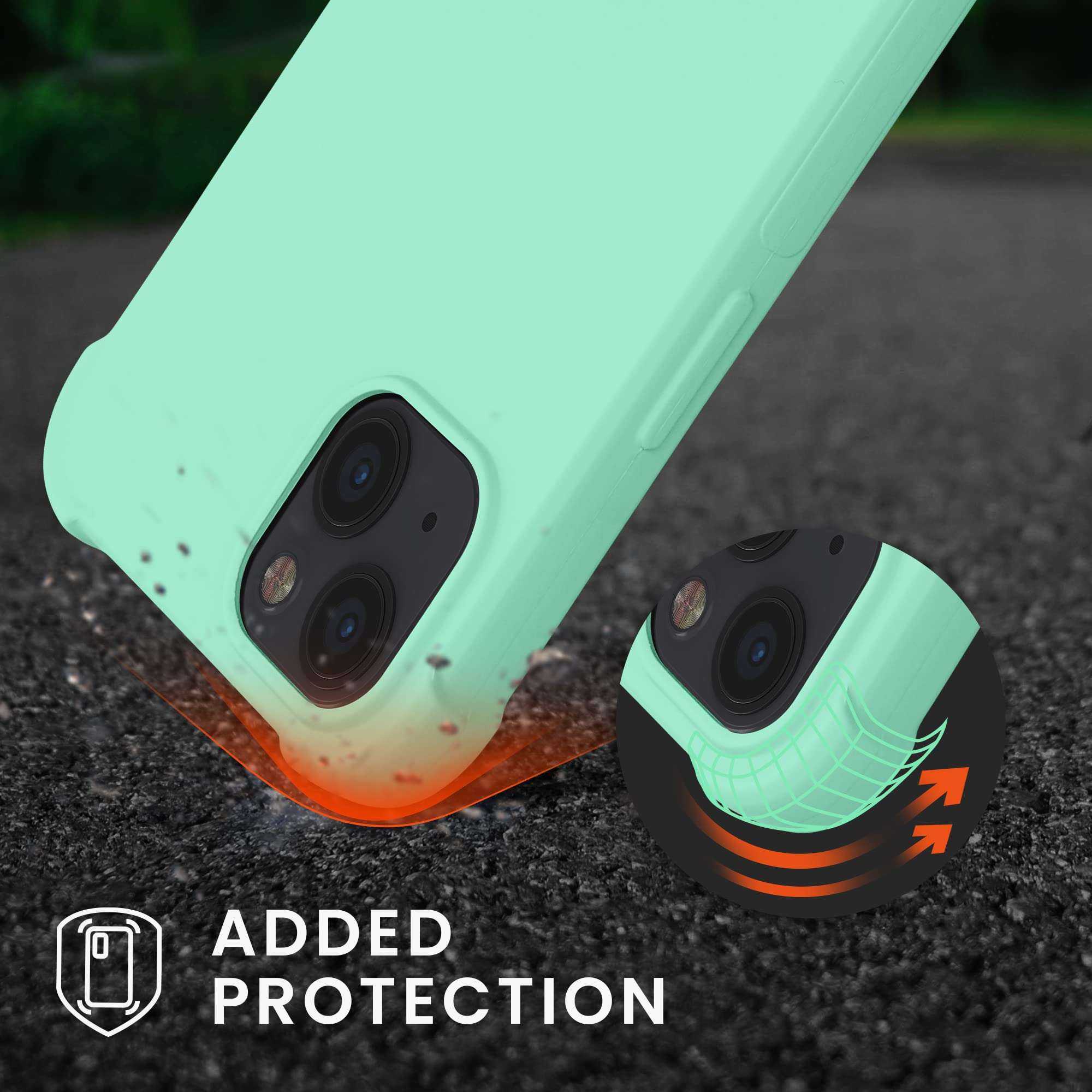 kwmobile Case Compatible with Apple iPhone 13 - Crossbody Case Soft Matte TPU Phone Holder with Neck Strap - Mint 3