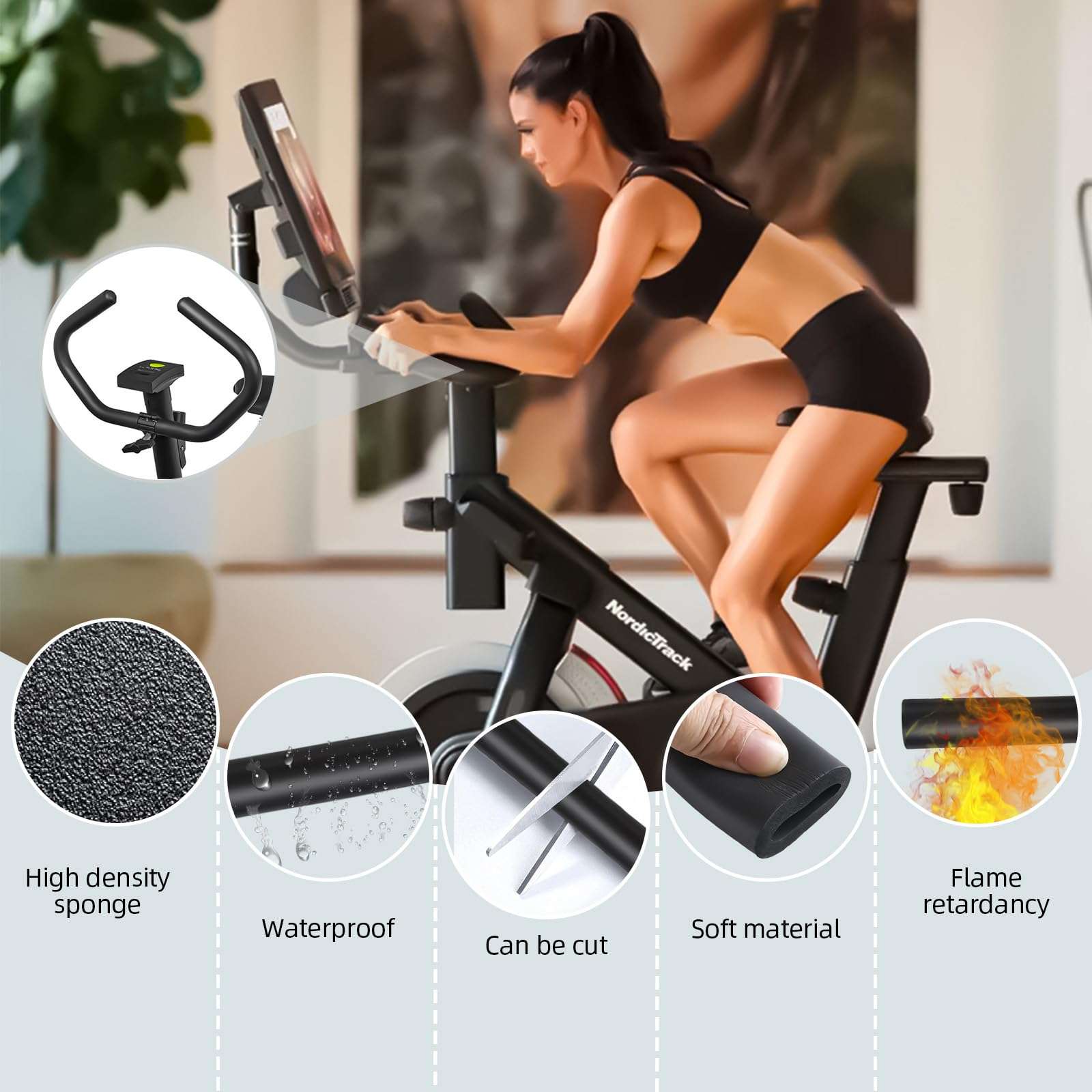 Racing Bicycle Handlebar Grips, Bike Sponge Foam Rubber Tube Flexible Cover Foam Grips,Cuttable, Inner Diameter 21mm/0.83inch, Pack of 2 (Black) 6