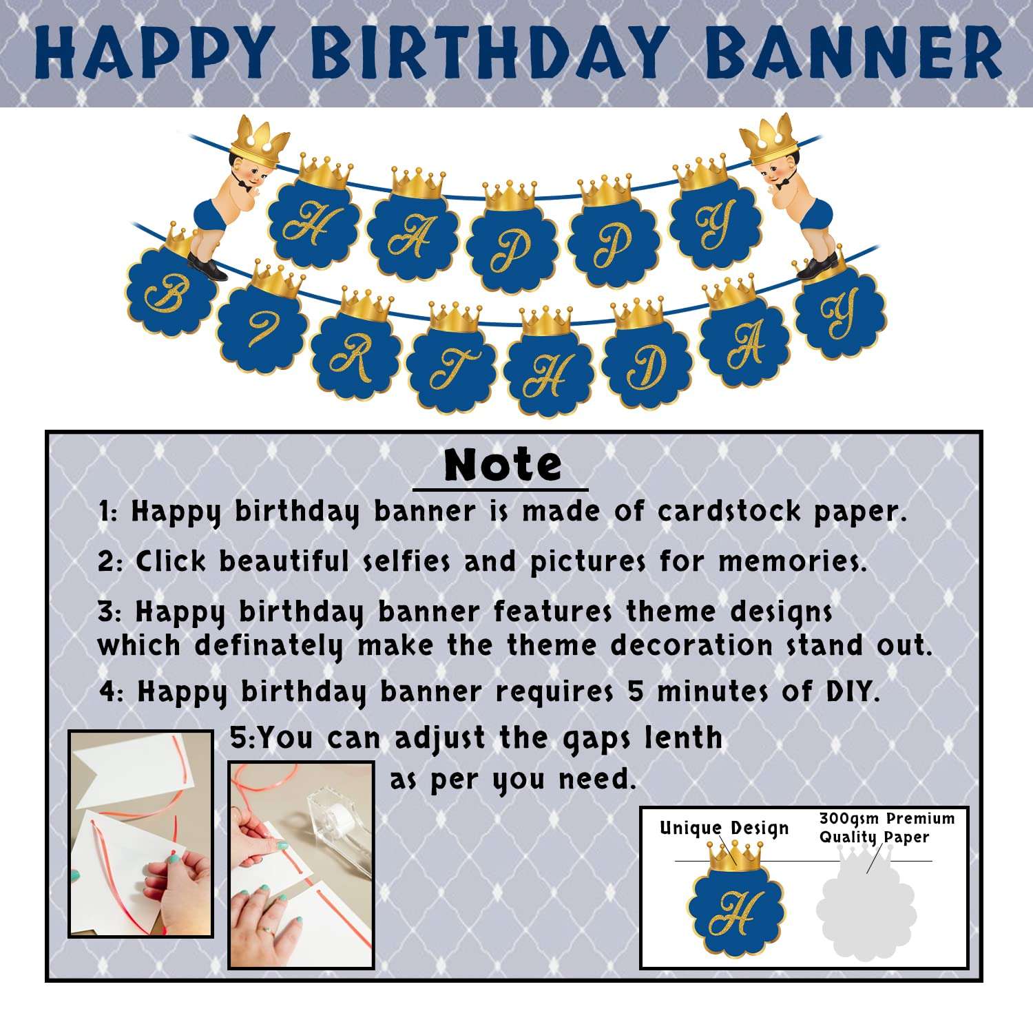 Party Propz Paper, Cardstock, Foil, Latex 1st Birthday Boy Decoration Combo Set - 64Pcs for Celebration / 1st Birthday decoration for boys/First Birthday decorations Boy theme, Blue Prince 4