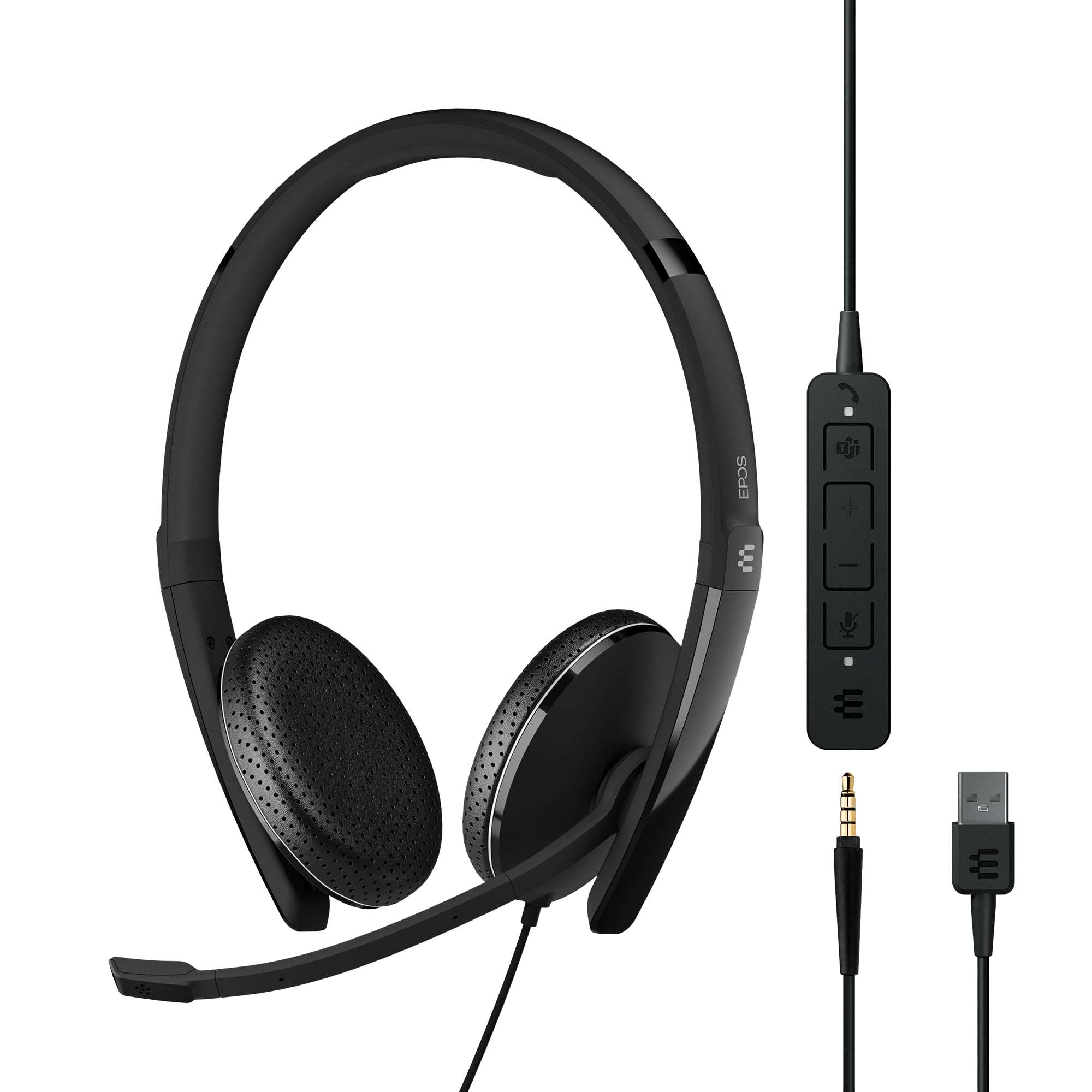 EPOS Adapt 165T USB II - Wired, Double-Sided Headset - 3.5mm Jack/USB Connectivity - Teams Certified-UC Optimized-Superior Stereo Sound-Enhanced Comfort-Call Control- Black 1