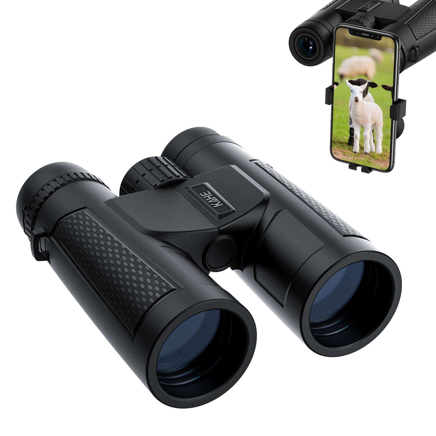 12x42 Binoculars for Adults with Smartphone Photograph Adapter, 18.5mm Large View Eyepiece, BAK4 Roof Prism FMC Lens, Compact Binoculars for Bird Watching Travel Hunting Concerts Sports (1.2 lbs) 1