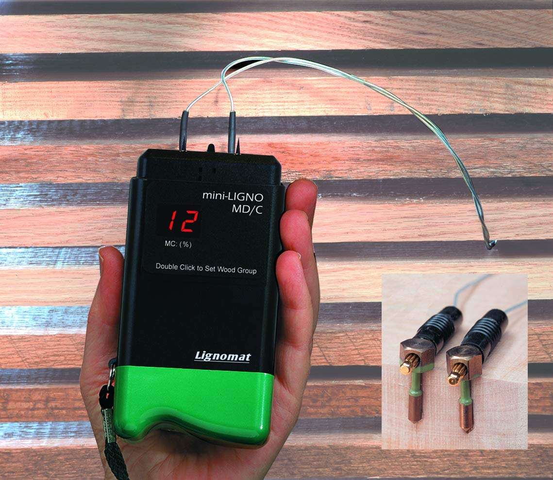Lignomat M-11 Mini-Ligno MD/C in-Kiln Moisture Meter Detector – Precise Wood Moisture Measurement, Dual Calibration for Soft and Hard Wood, External Probe Compatible, 6' Teflon-Coated Cable 1