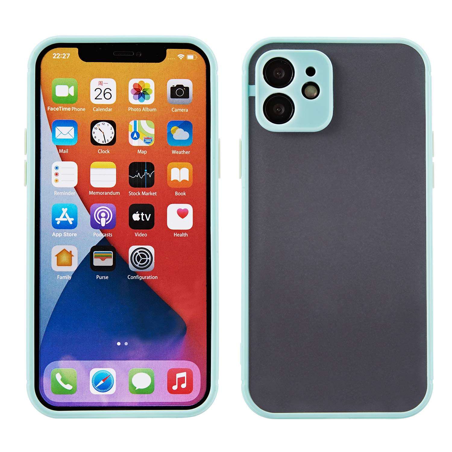 Phone Case for iPhone 12 Case 6.1 inch Camera Lens Full Protection Silicone Soft Bumper Matte Transparent Back Cover Shockproof (Mint Green) 2