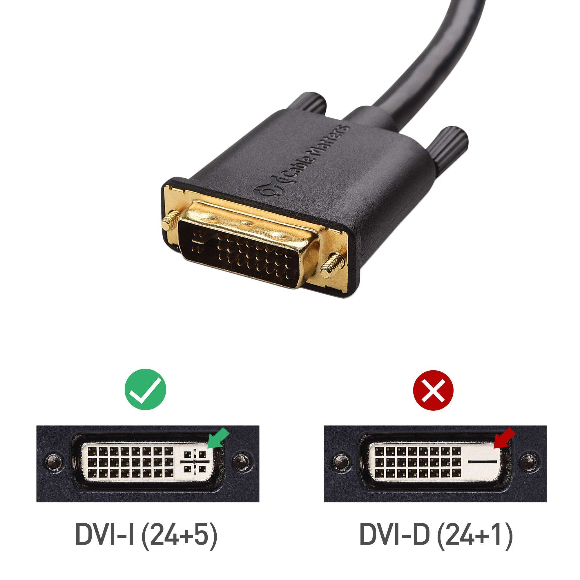 Cable Matters VGA to DVI-I Cable (DVI-I to VGA, DVIto VGAVGAto DVICable) Only Works withDVI-I with 24+5 Pins 6 Feet 3
