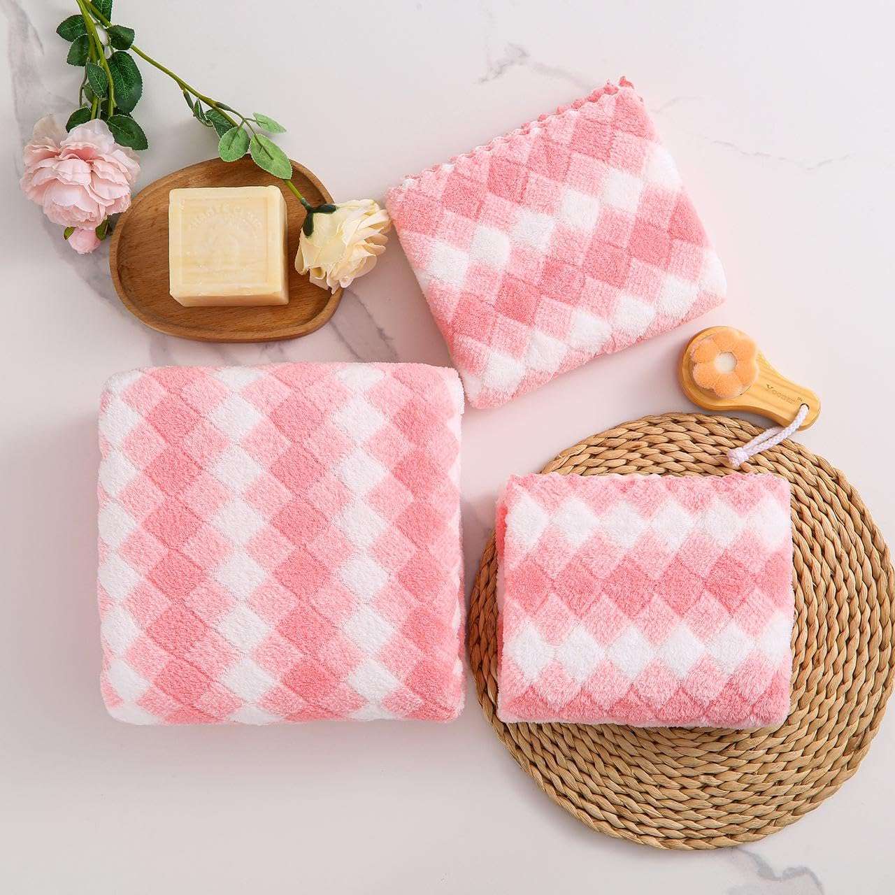 HomeCloud Microfiber Soft & Fuffy Bath Towel 400 GSM with Hanging Loop| 3X Softer Than Cotton Towels | Highly Absorbent| Perfect for Home, Pool & Gym | Set of 2 (1Bath(140x72cm), 1Face Towel(75x35cm) 3