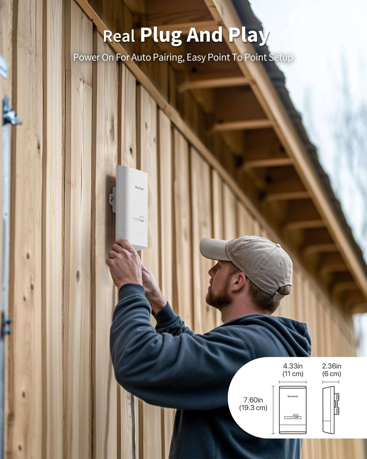 BrosTrend 5KM WiFi Bridge Gigabit Ports 5GHz 867Mbps Wireless Bridge Outdoor, Long Range PTP + AX3000 WiFi 6 Access Point, Wall Plug Wireless Access Point, Gigabit WAP Wi-Fi 6 Dual Band, Home Wi-Fi AP 6