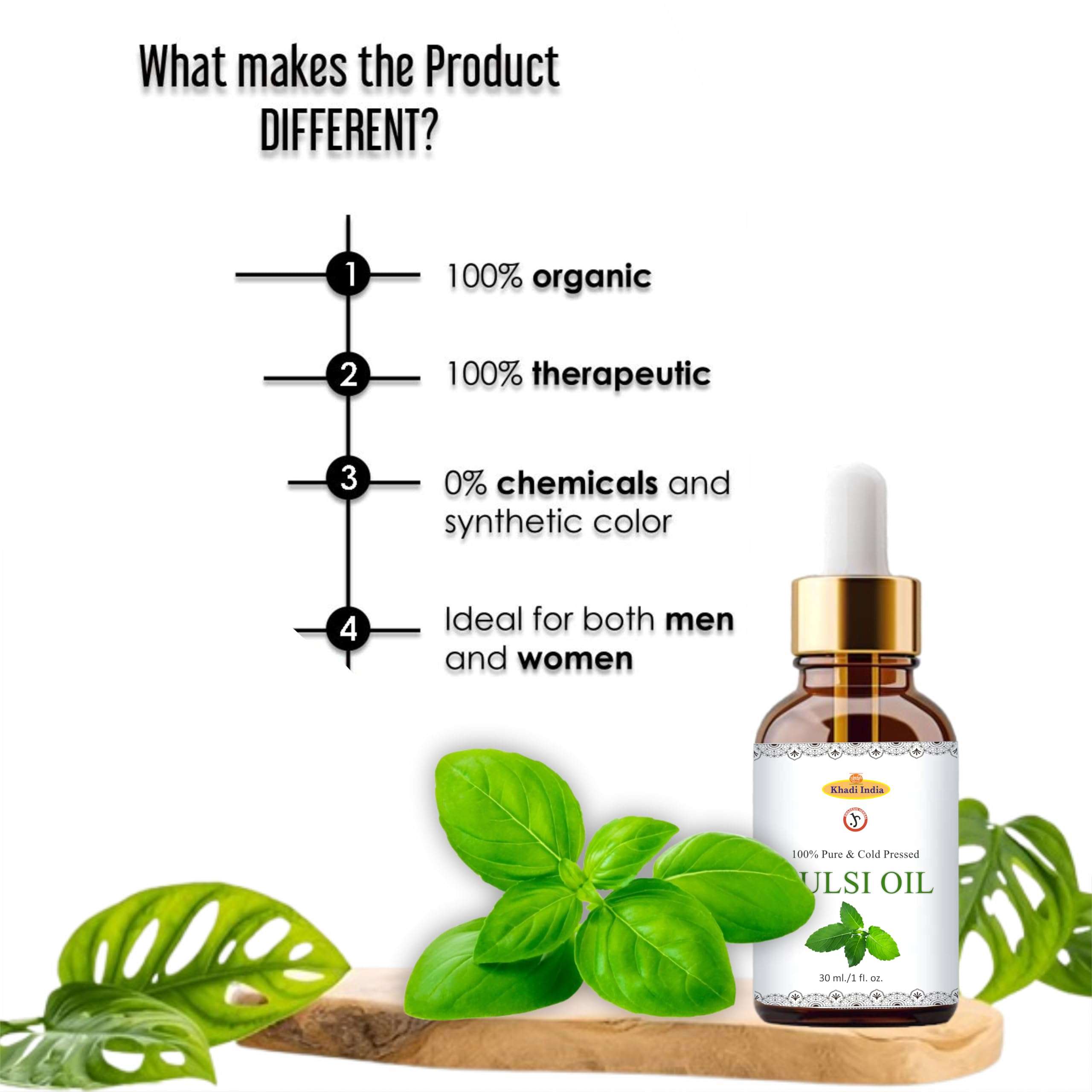 Khadi Pure Coldpressed Tulsi Oil, 30 ml 3