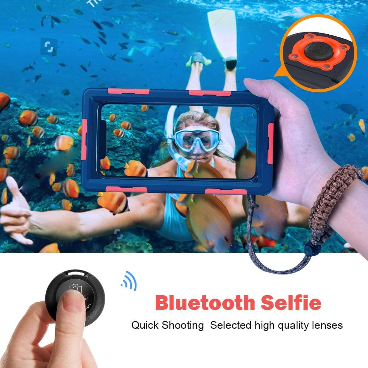 AICase Universal Waterproof Underwater Photography Housings with Bluetooth Camera Shutter Remote Control for All Smartphones 2