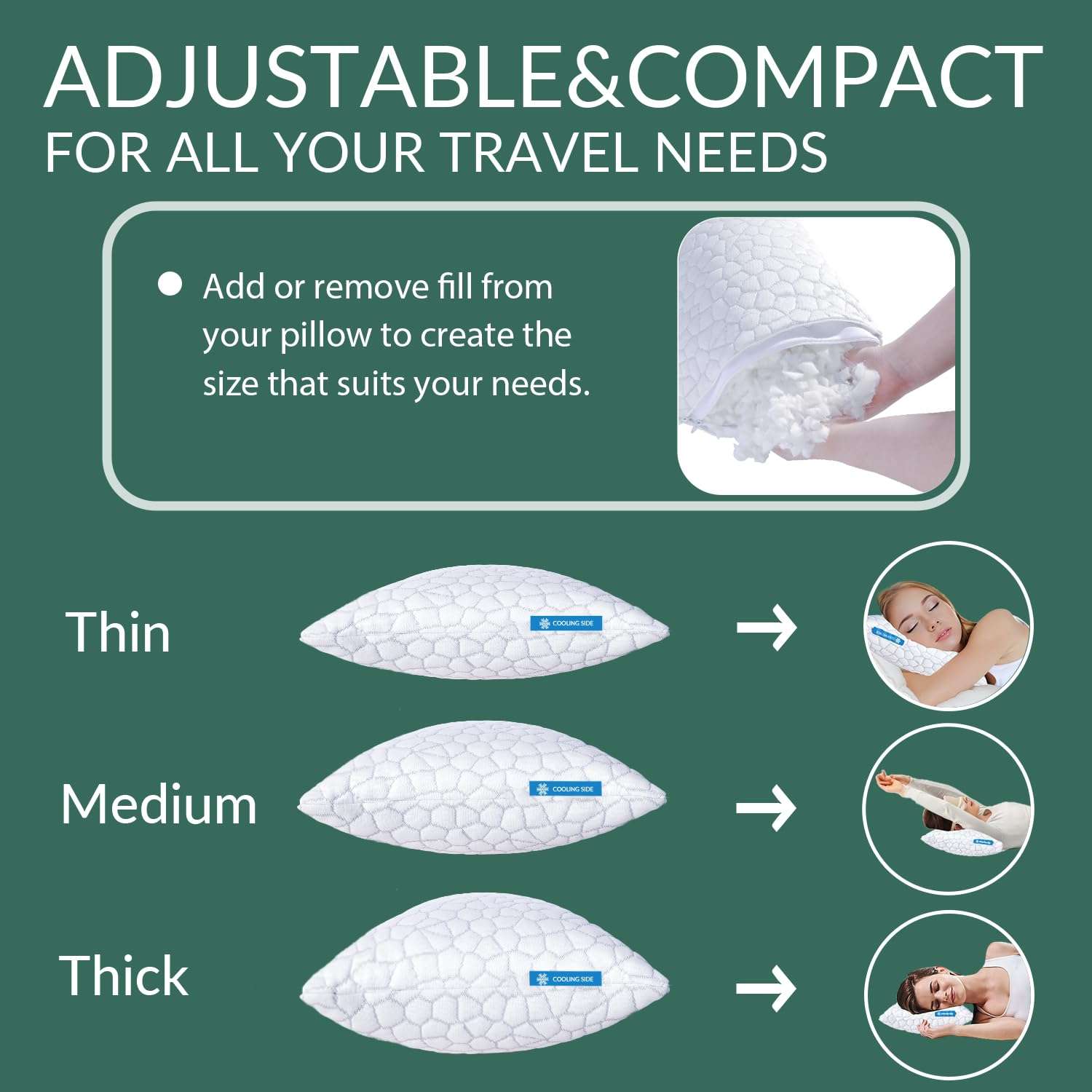 QUTOOL Small Travel Pillows for Sleeping, Cooling Memory Foam Camping Pillow, Backpacking Pillow for Hiking Gear, Portable Pillow with Travel Storage Bag, Camping Essentials for Adults Kids 5