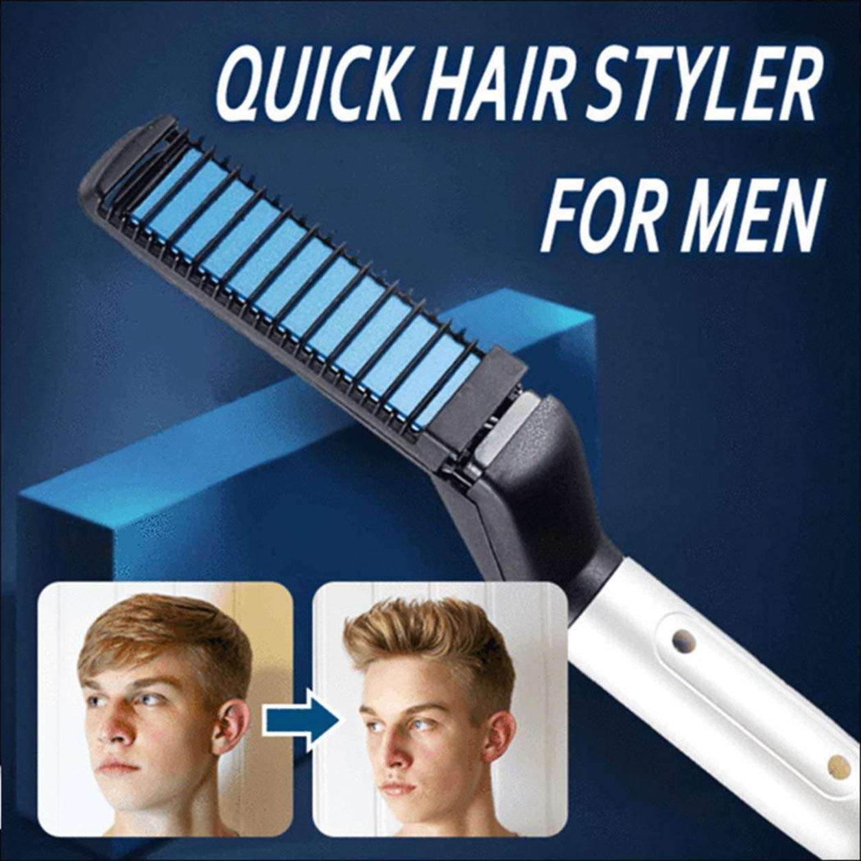 Curly Hair Straightening Comb Curler, Beard Straightener Multifunctional Hair Styler for Men Electric Beard Straightener Massage Hair Comb Beard Comb 3