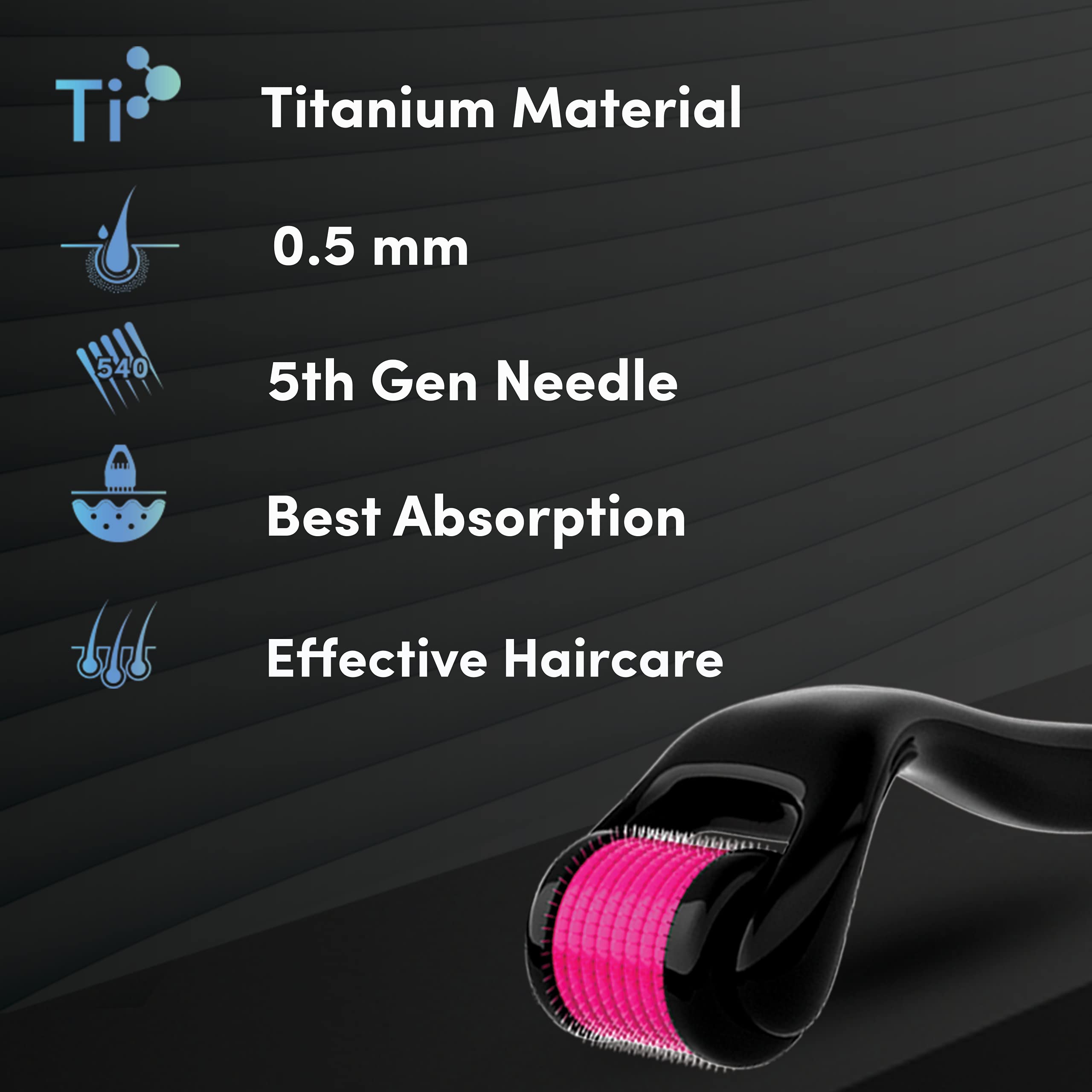 Worldly Derma Roller with 540 Titanium Alloy Micro Needles 0.5 mm Suitable for Beard Also Reduces Hair Fall Stimulates Hair Follicles Easy to use Safe & Effective 3