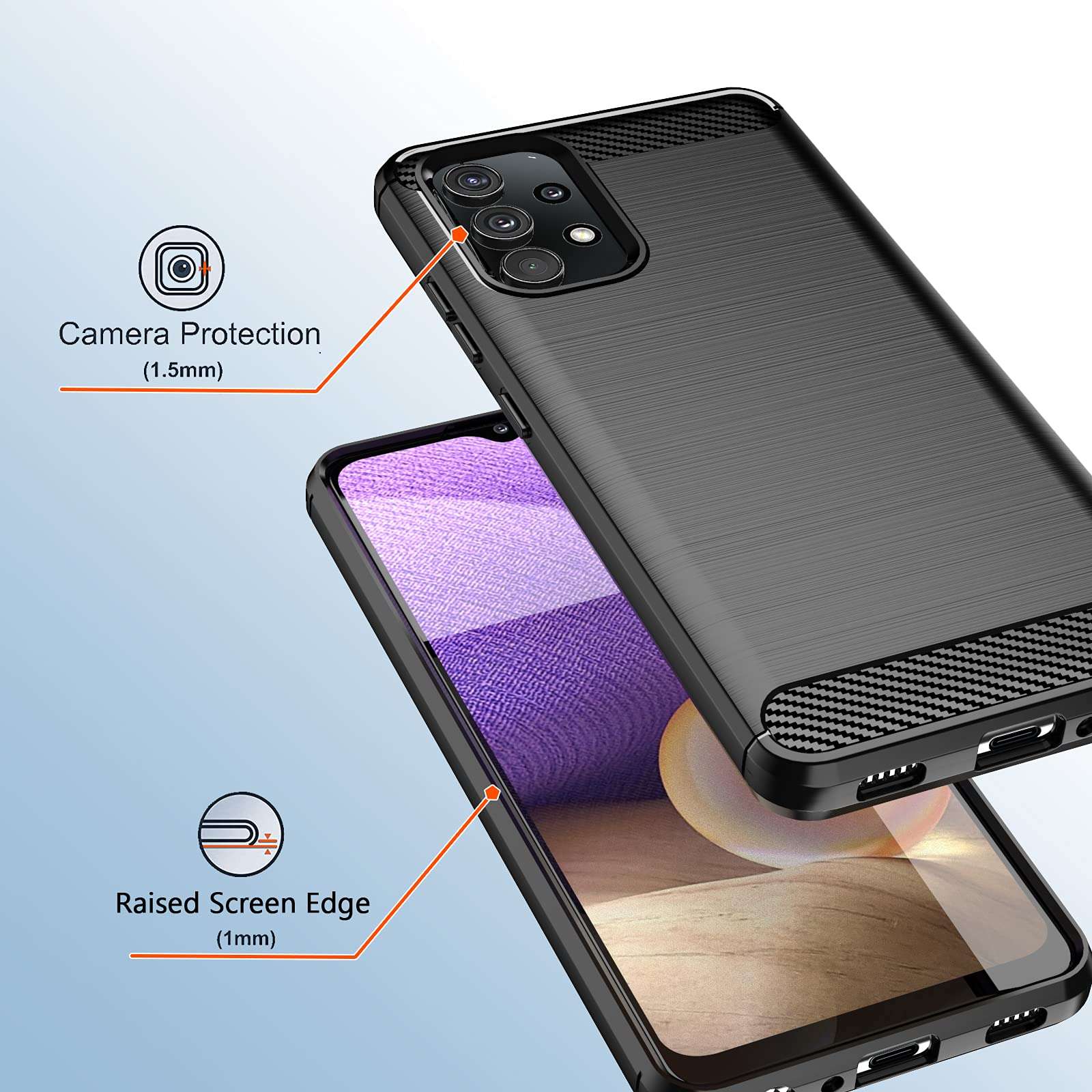 for Galaxy A03S Case, Samsung A03S [U.S. Edition] Case with Stand Kickstand Ring and Camera Cover with Tempered Glass Screen Protector, Military Grade Shockproof Protective Cover (TC-Black) 4