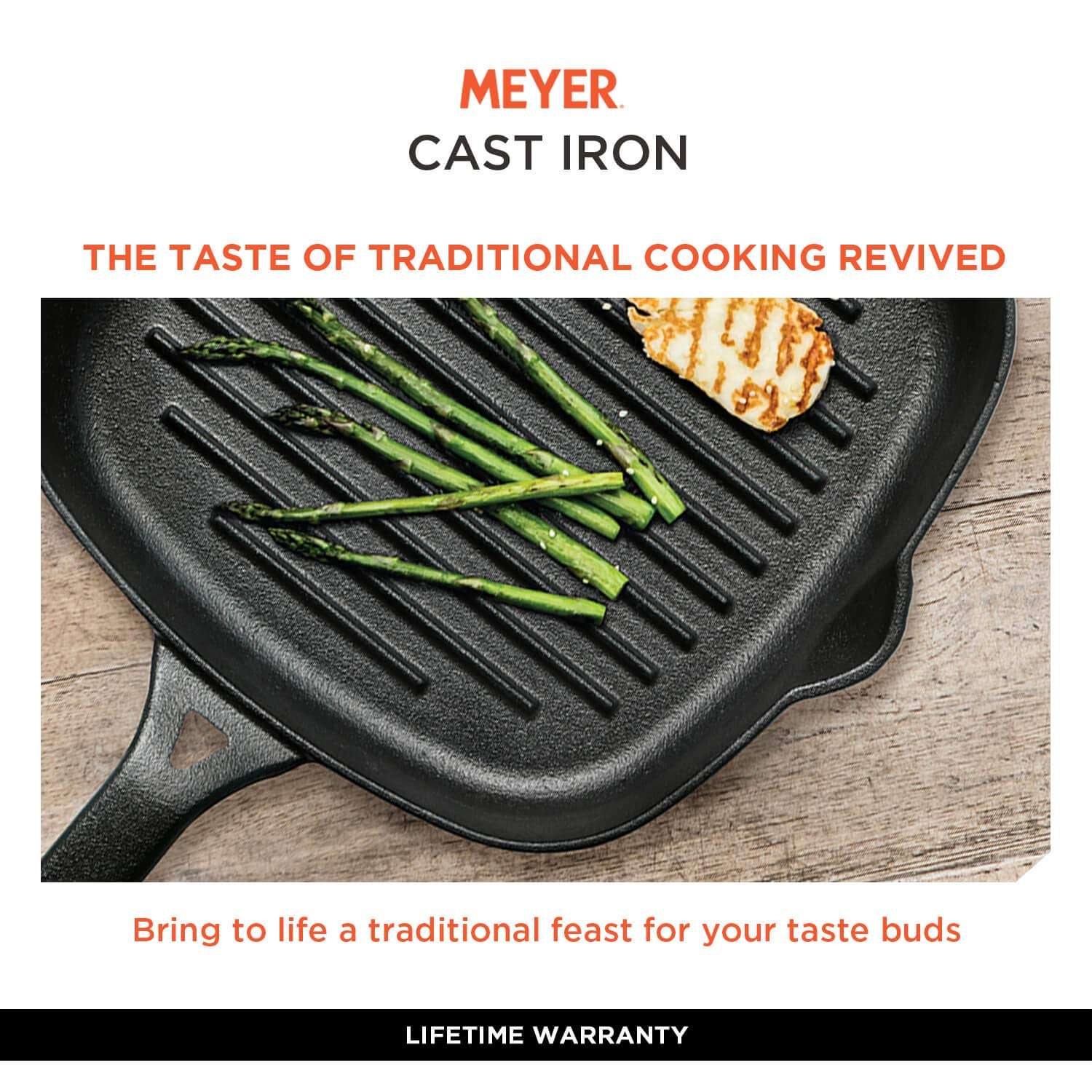 Meyer Pre-Seasoned Cast Iron 2 Piece Cookware Set - 25cm Grill pan + 28cm Flat Dosa Tawa | Iron Utensils for Cooking | Induction Cast Iron Combo | Cookware Set Combo Offer for Kitchen, Black 3