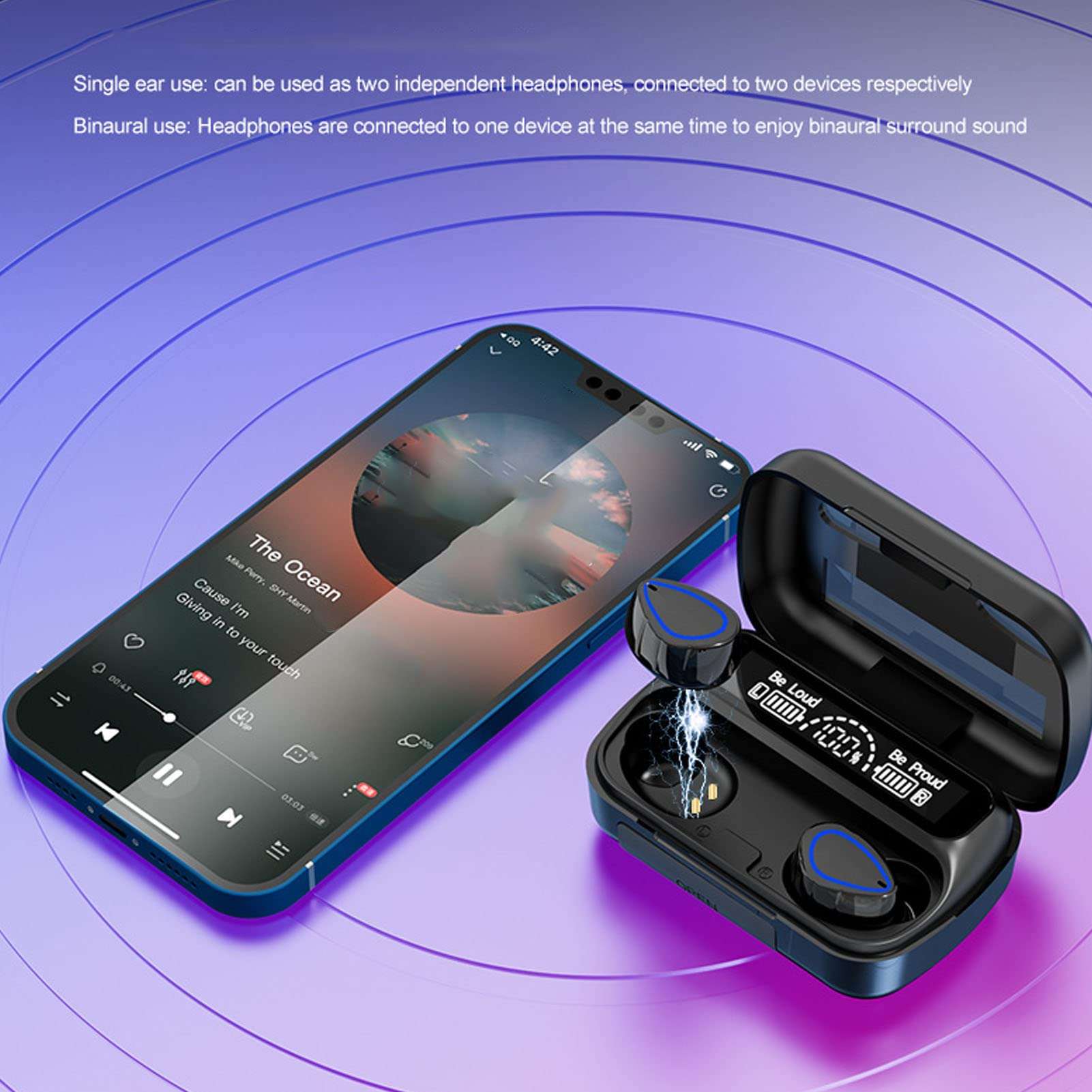 Earbuds Bluetooth5.3 Headphones, Noise Cancelling Earbuds with Charging Case, IP54 Waterproof 9D Surround Sound Acc and SBC Dual Sound Decoding, for Running Workout Gym 6