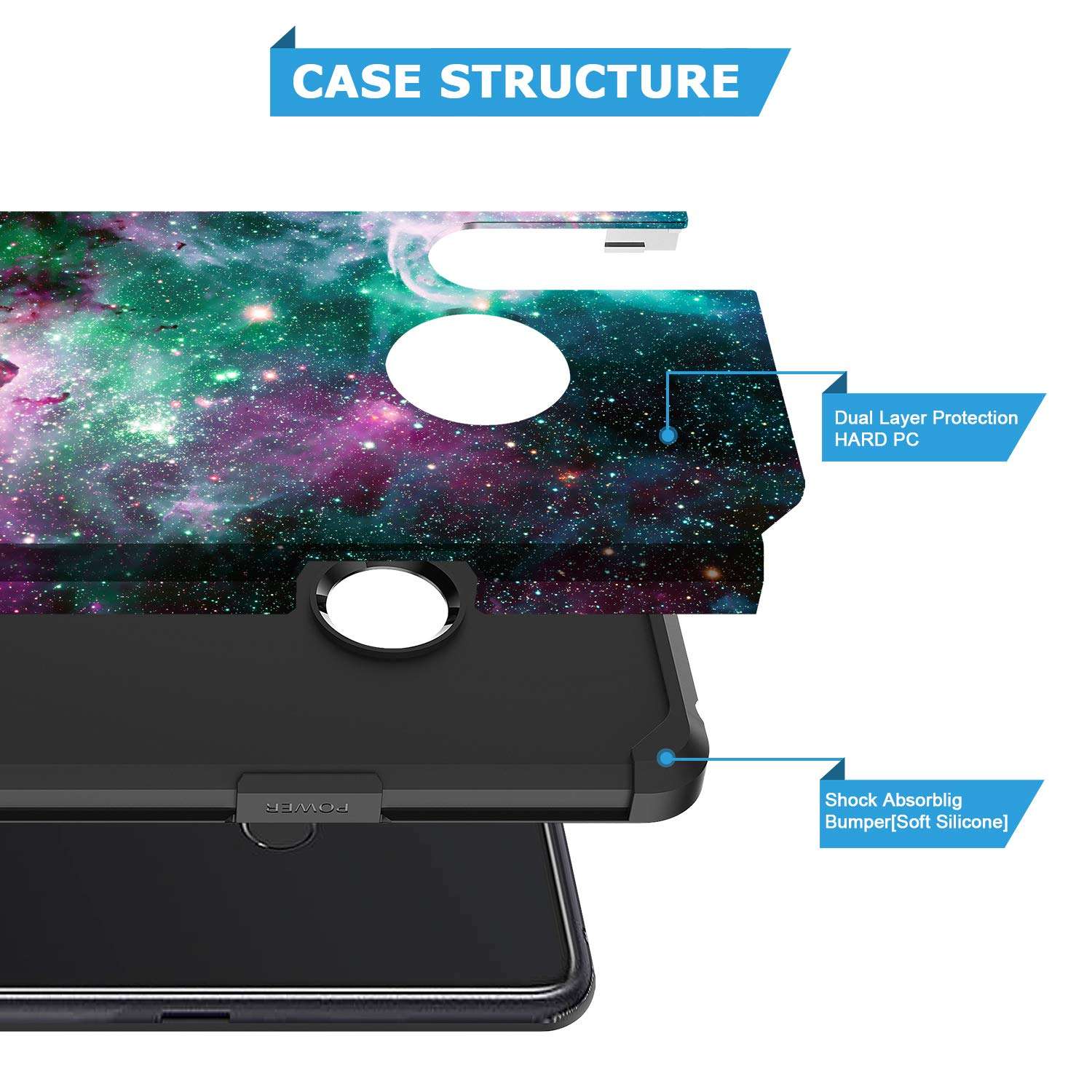 GORGCASE Designed for Alcatel 3X 2019 Case, Alcatel 5048A, Slim Cute Graphic Dual-Layer Shock-Proof Anti-Slip PC TPU Bumper Girls Women Armor Protective Cover Mandala 2