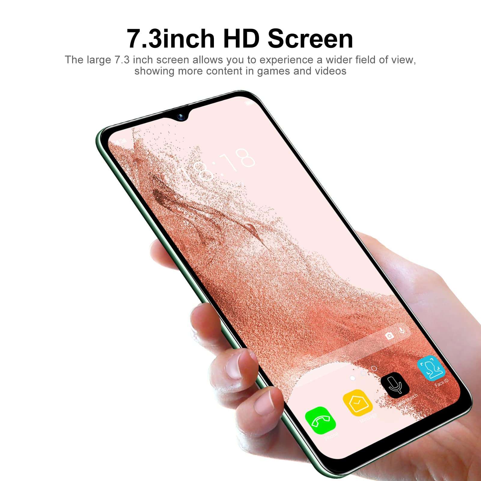 Zyyini S22 Ultra Smartphone, Unlocked Cell Phone with HD Screen, 16GB 64GB, Dual Card Dual Standby Support Face Recognition, Mobile Phone for Android 11 (Green) 5