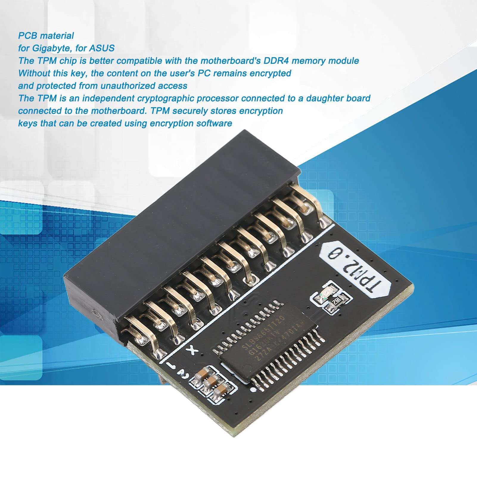 TPM 2.0 Encryption Security Module, 20Pin 2 10P Module for Win11, Standalone Crypto Processor TPM 2.0 Module for Computer Motherboard Replacement 3