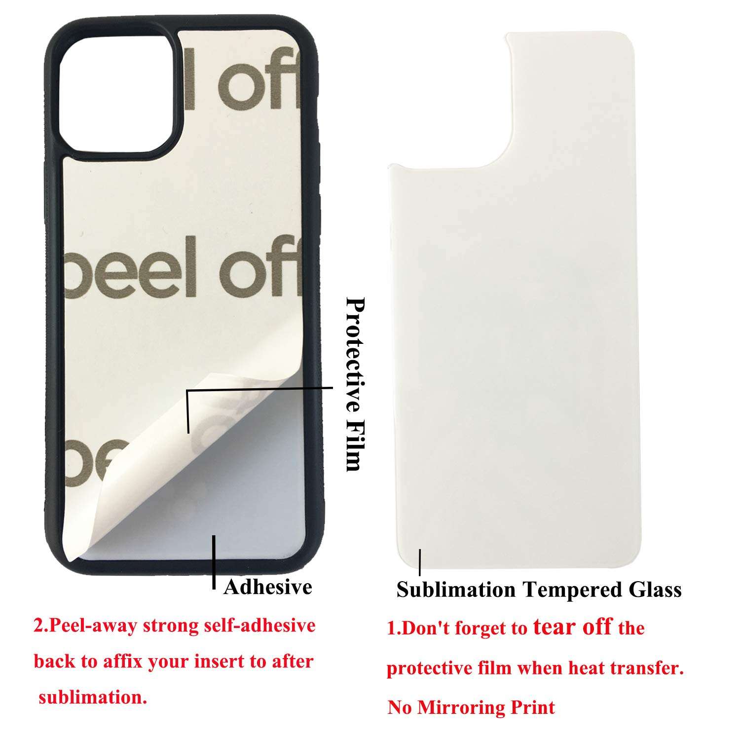 JUSTRY 10 PCS Sublimation Blanks Tempered Glass Back Cover Wireless Charging + TPU Soft Rubber Phone Case Compatible with Apple iPhone 11 6.1 Inch (2019) Printable Phone Case DIY Heat Press Slim Case 3