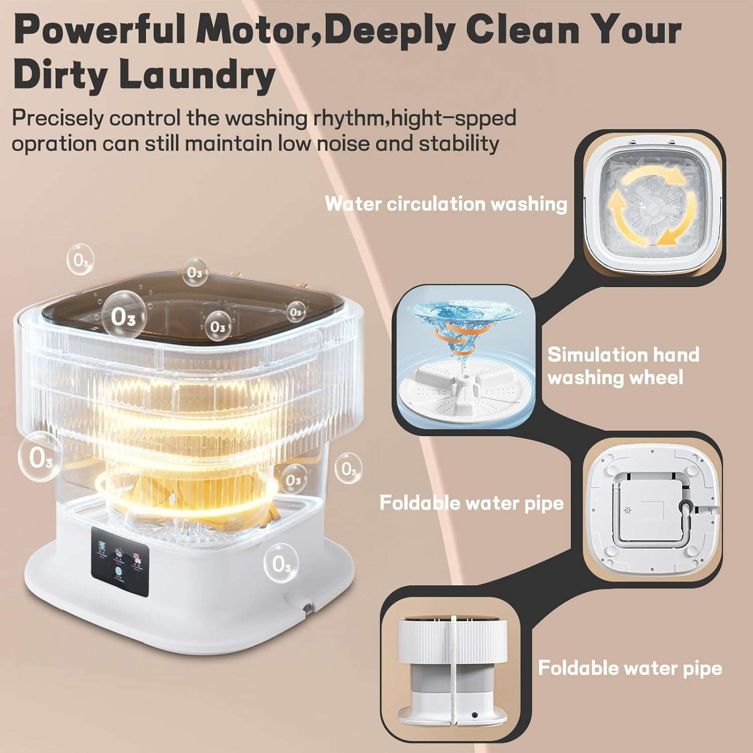 Wintwilla SeMi AuToMaTiC pOrTaBlE SpAcIoUs iNtErIoR WaShInG MaChInE, 11.5l lArGe cApAcItY MiNi wAsHiNg mAcHiNe DrAiN BaSkEt, FoLdAbLe CaMpInG wAsHiNg mAcHiNe wItH 3 DeEp cLeAnInG MoDeS FoR UnDeRwEaR 3