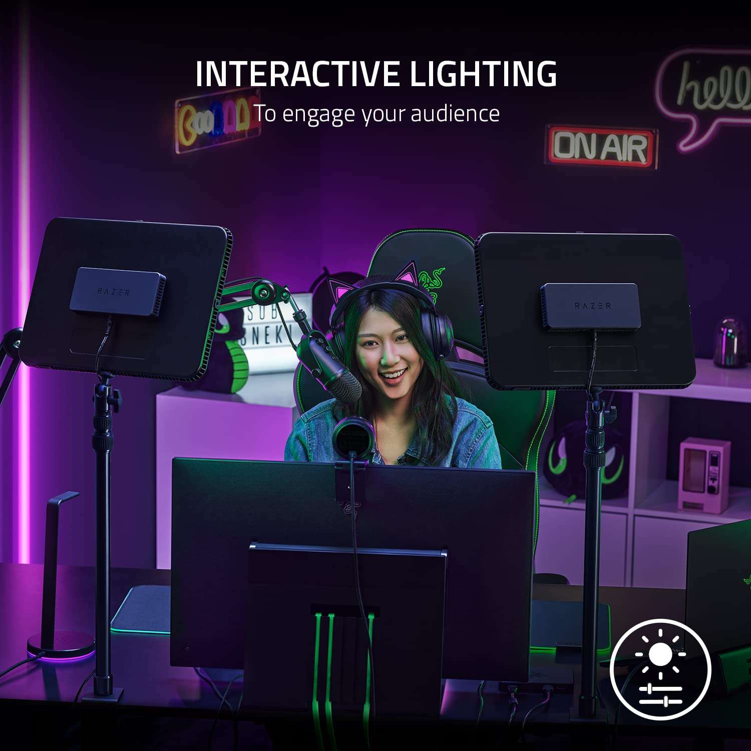 Razer Key Light Chroma: Customizable RGB Light Spectrum - 2800 Lumens Professional Light for Streaming, Video Recording/Conferencing on PC, Phone - Control via App - Clamp Mount - Wi-Fi & Bluetooth 6