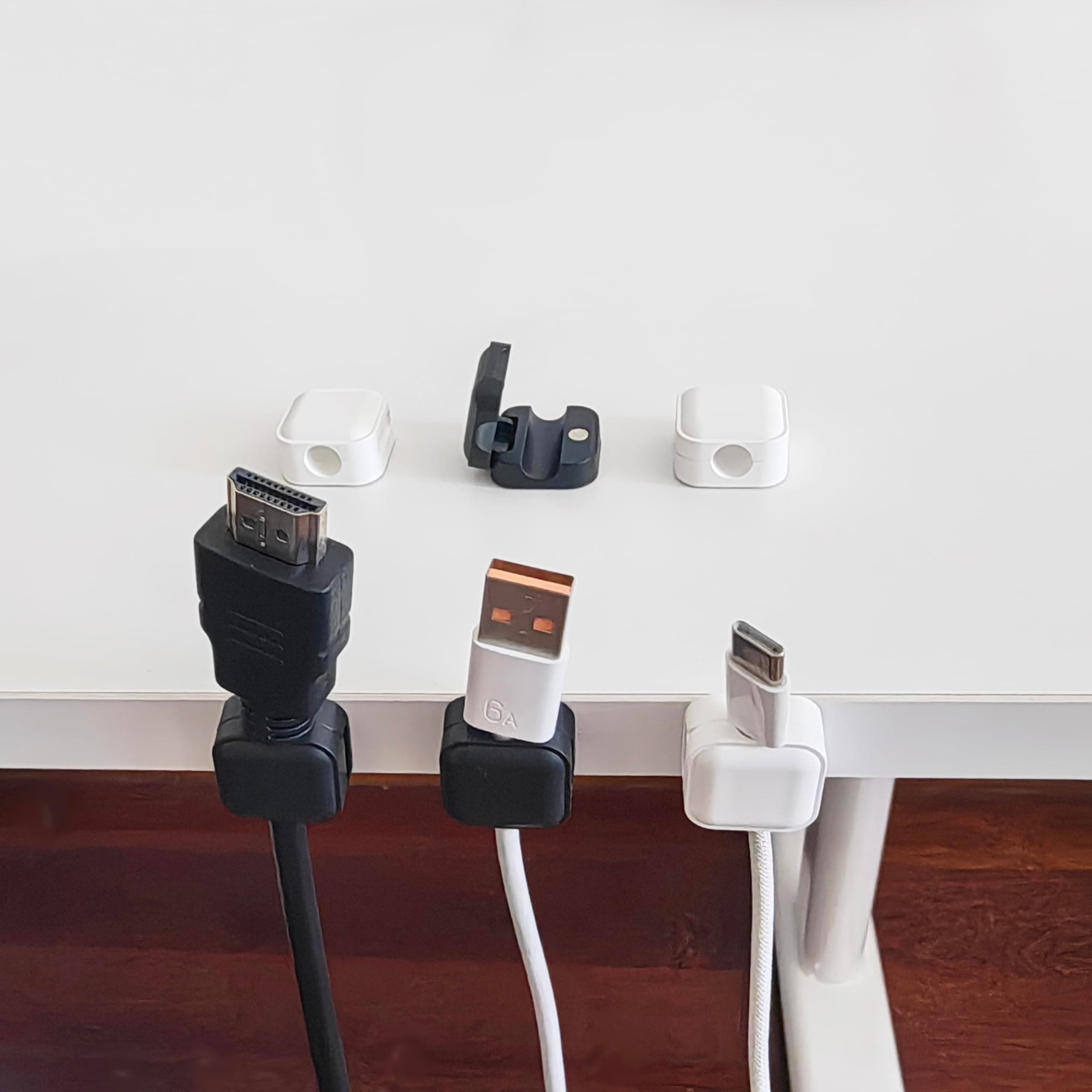 XORVIDN 6 Pack Magnetic Cord Organizer,Cable Smooth Adjustable Easy Secure Cable Management,Hide Phone Charging Cable Keeper, Kitchen Appliances, Office Supplies (White, 6pack)