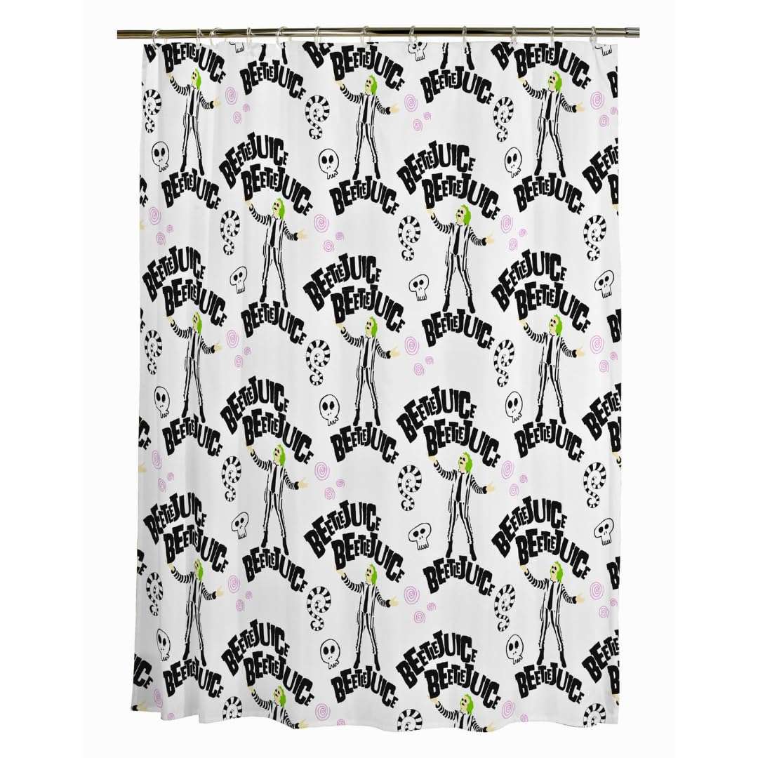 Franco Collectibles Beetlejuice Bath Microfiber Shower Curtain, 70x72, (Officially Licensed Product) 1
