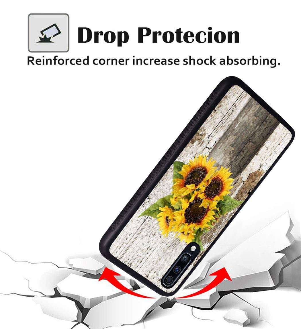 Galaxy A10E Case, Slim Anti-Scratch TPU Rubber Protective Case Cover for Samsung Galaxy A10E (2019) - Rustic Floral Country Farmhouse Sunflower 2