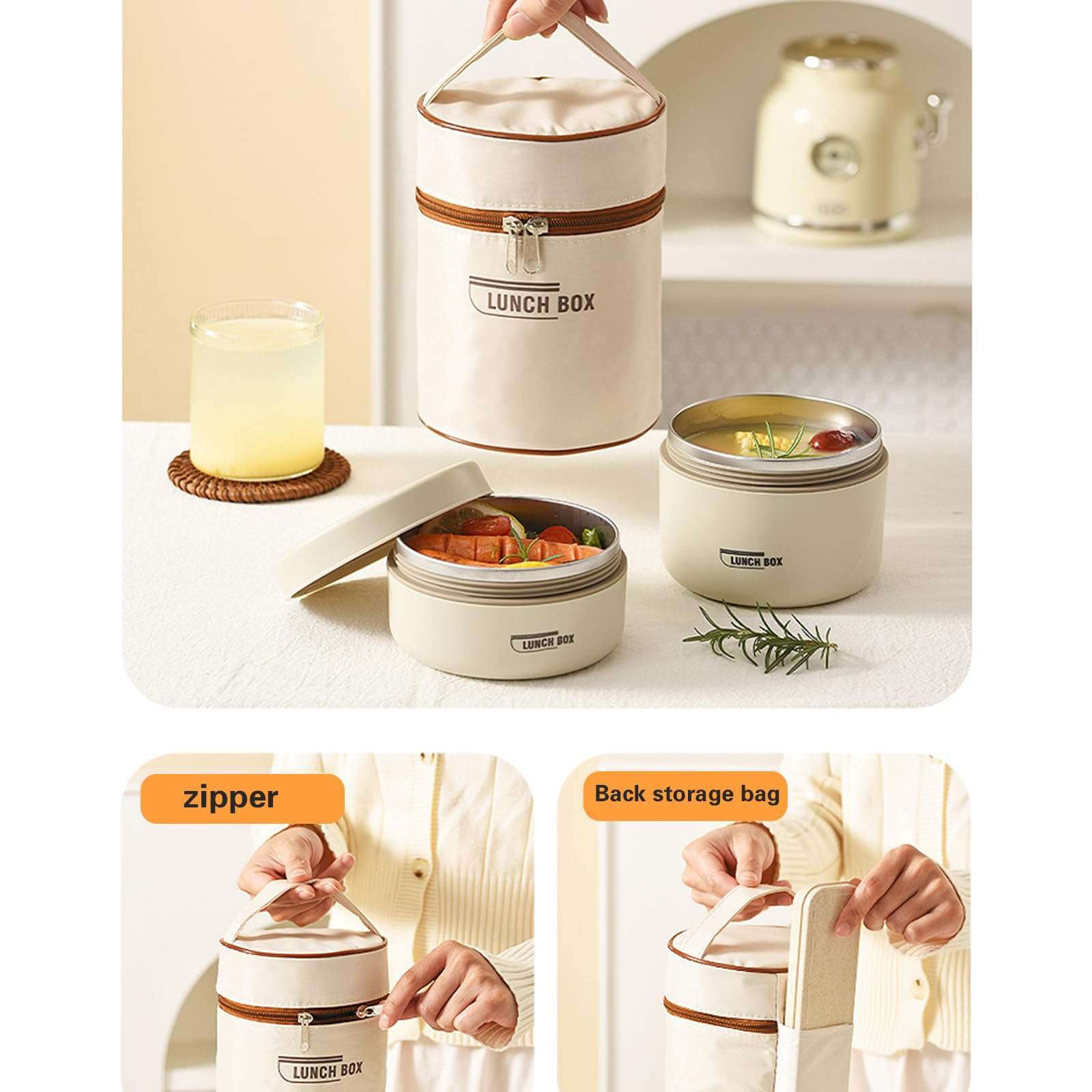 Adult Lunch Insulated Food Box Set Insulated Food Container For Adults Stainless Steel Lunch Box With Storage Bag 4