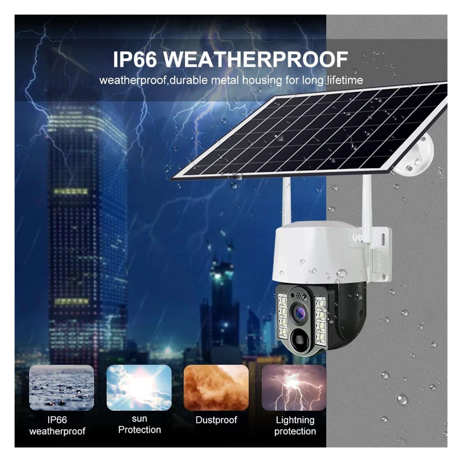 QDVOPHZA WiFi Solar Camera 4K 4MP 1080P HF IP Outdoor Dual Lens Wireless Camara Waterproof Home Security Protection V380 PRO CCTV Camera(WiFi Camera 128GB) 6