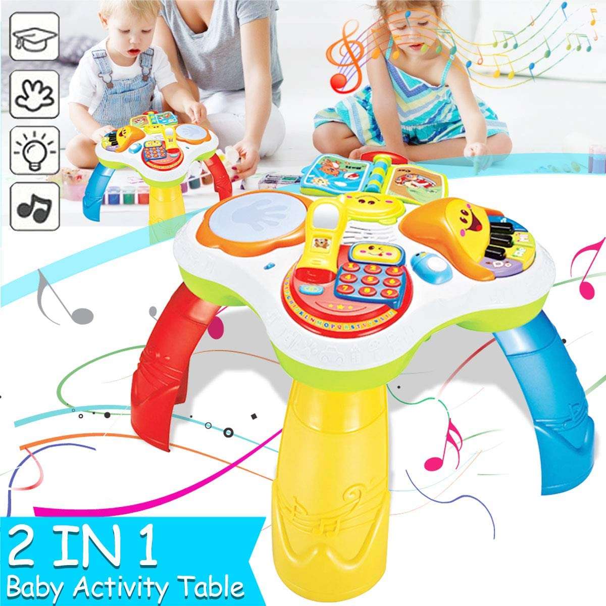 Mokshith Musical Learning Table Baby Toys Early Education Toys Music Activity Center Table Baby Sound Toy for Infant Babies Toddler Boys Girls 6