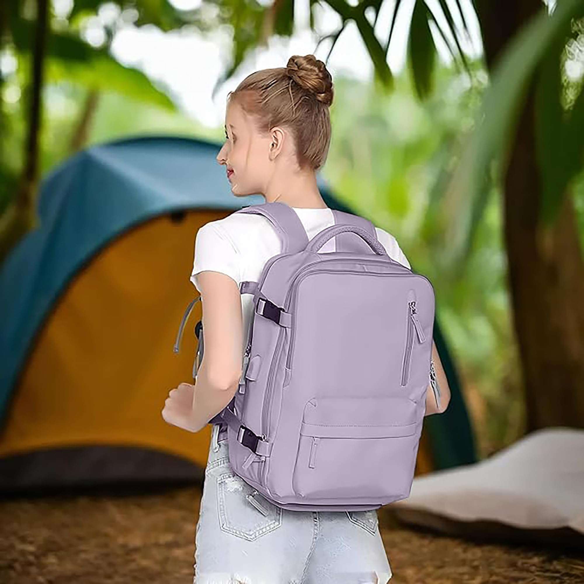 Kuber Industries 35L Waterproof Laptop Bag | Stylish Office/College Bag for Men & Women |Unisex Travel Friendly Professional Backpack - Purple 3