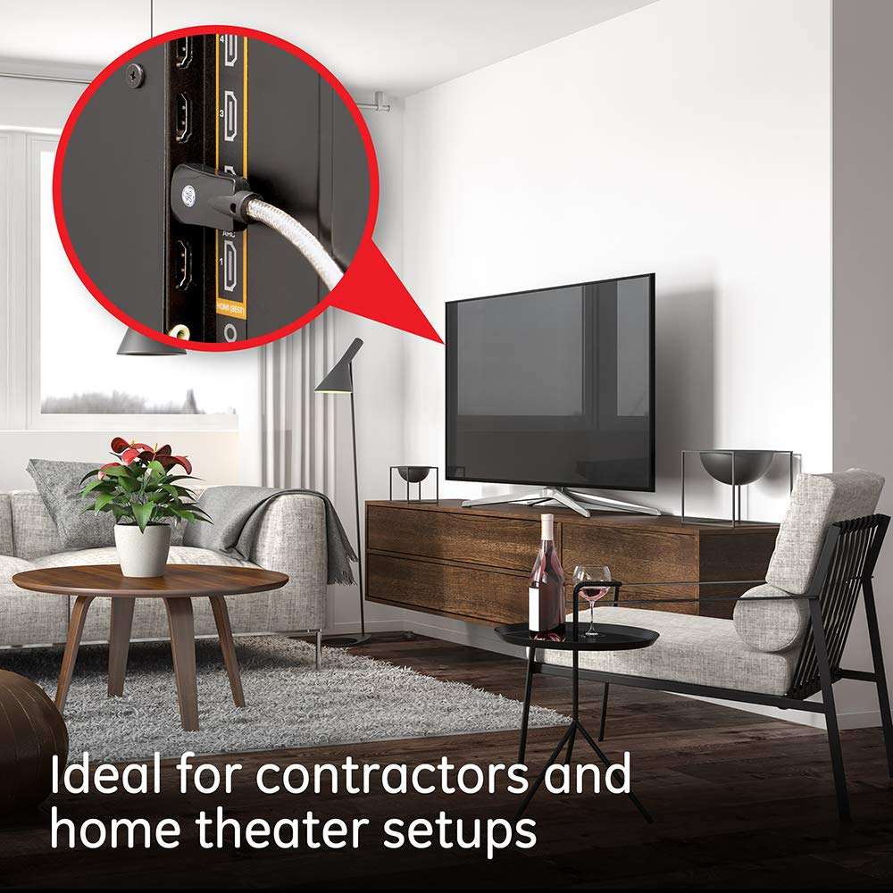 GE HDMI Cable, 2 Pack, 6 Feet, Full HD 1080p 4K 60Hz, HDMI 2.0, 18 Gbps, with Ethernet, HDR, for Smart TV, PS4, PS5, Xbox X, Blu-ray, Streaming, 33519 5