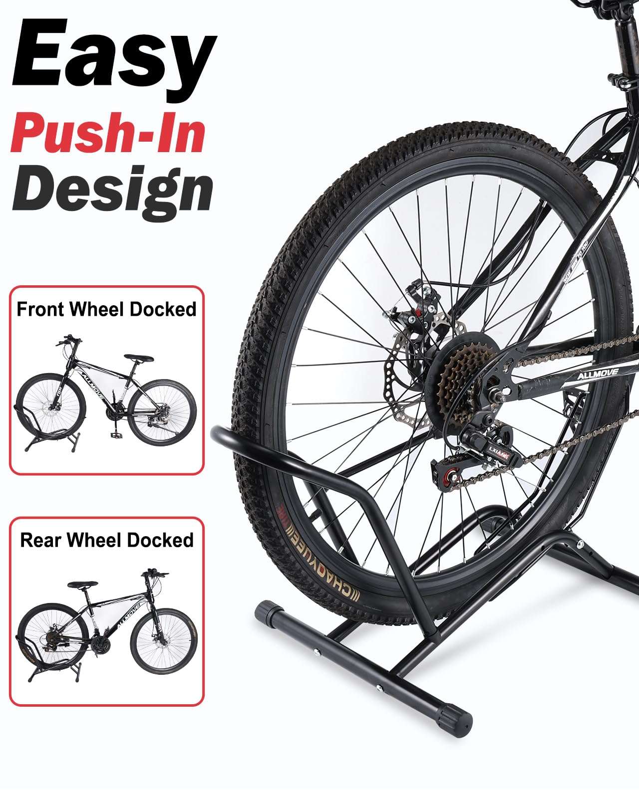 Zacro Bike Stand Floor, Upgraded Up to 3.74" Wide Tire Bike Rack Garage for Indoor Storage Holder, Bicycle Parking Stand Fit for 16"-29" Wheel Almost Bike - Kids Road Mountain Bikes Fat Tire Ebike 3