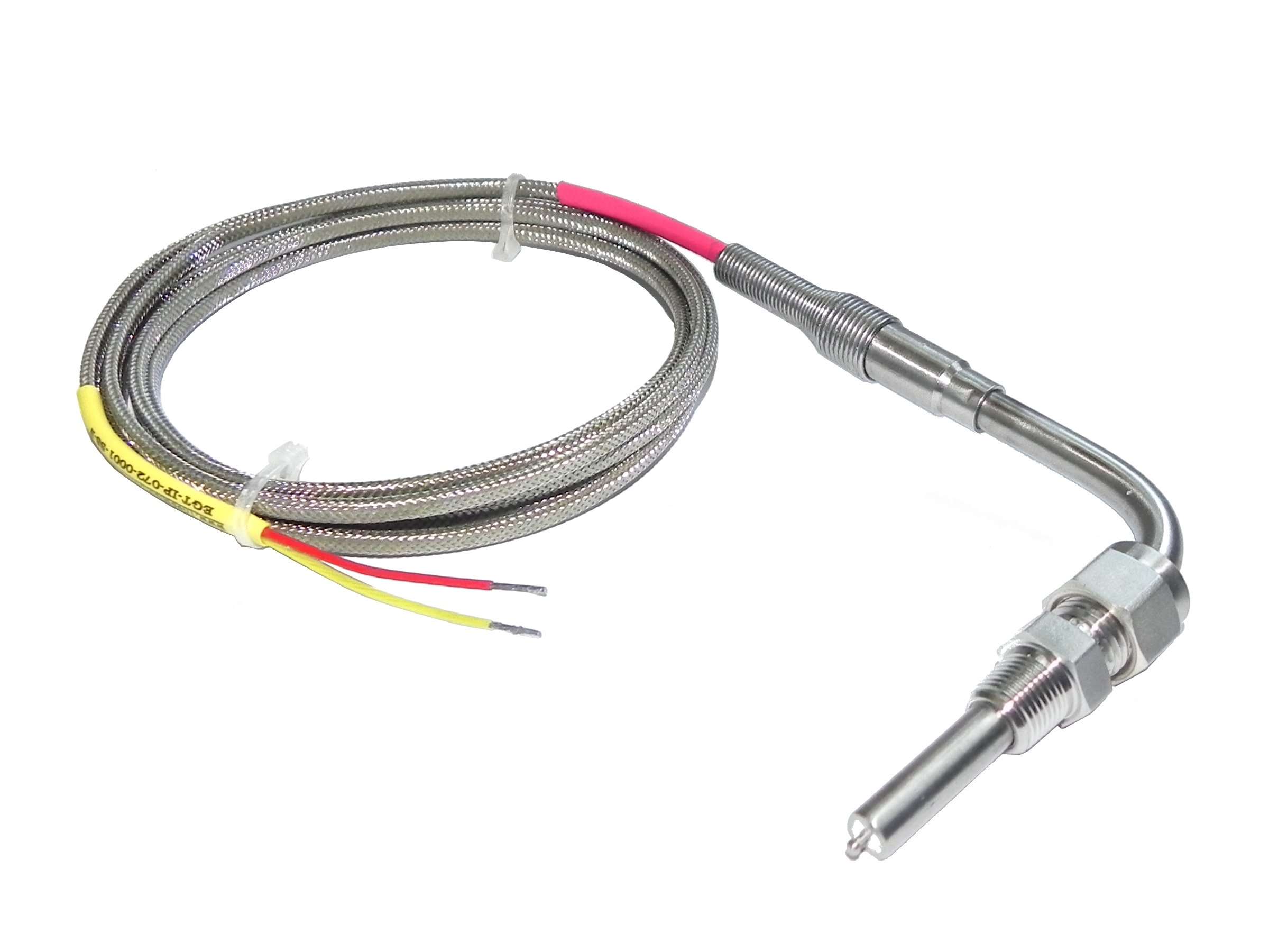 EGT Probe Exhaust Gas Temperature Sensor - Extreme Duty - 1/4 OD - Stainless Steel Weld Bung - Mini Male Plug Connector - with 6 foot long cable
