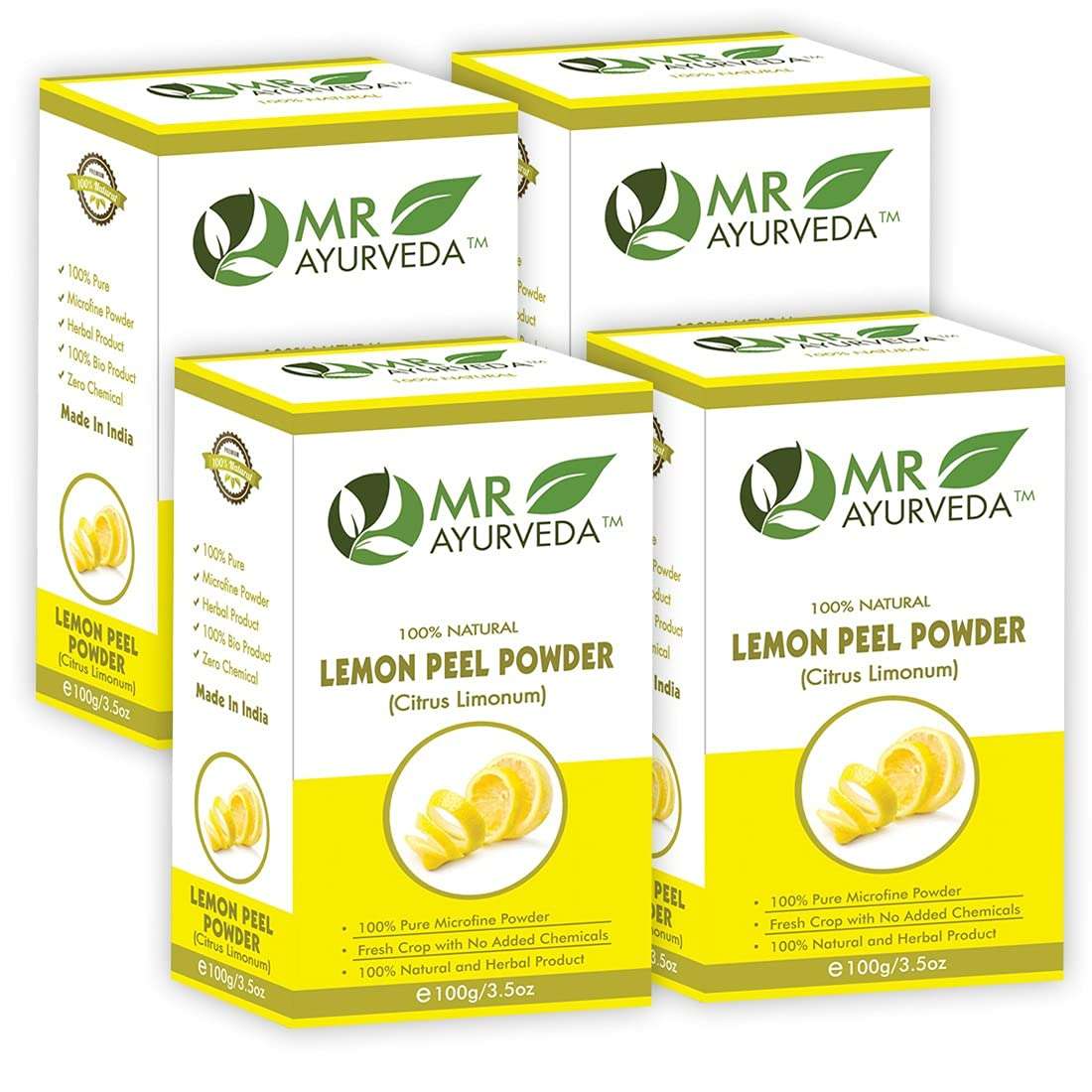 MR Ayurveda 100% Herbal Lemon Peel Powder | Lemon Peel Powder for Skin | Lemon Peel Powder Organic | Lemon Peel Powder for Face - Set of 4 (400 Grams) 1