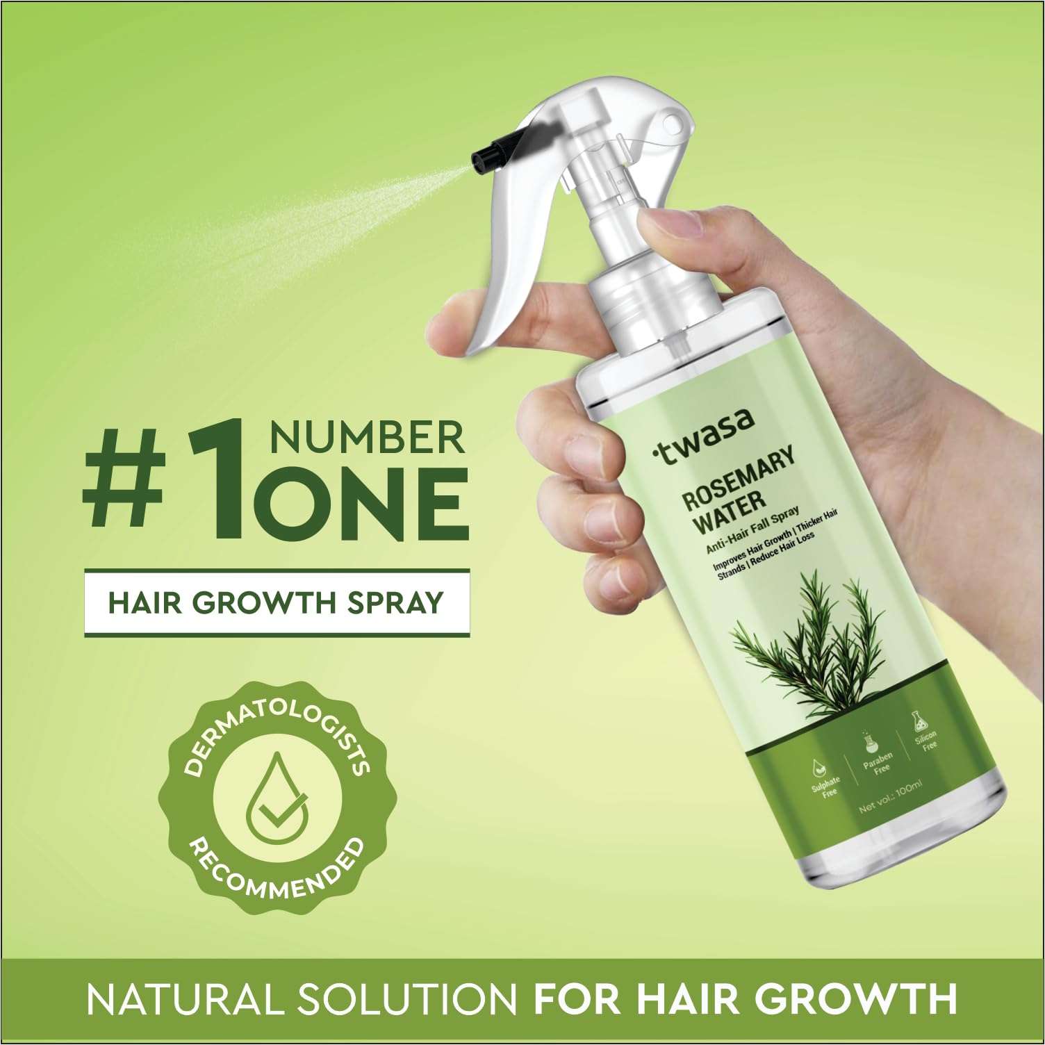 Twasa Rosemary Water Spray For Hair Growth with Natural Rosemary Extract | Anti Hair Fall Mist For Reduce Hair Loss, Adds Shine & Thicker Hair Strands | Men & Women, 100ml 3
