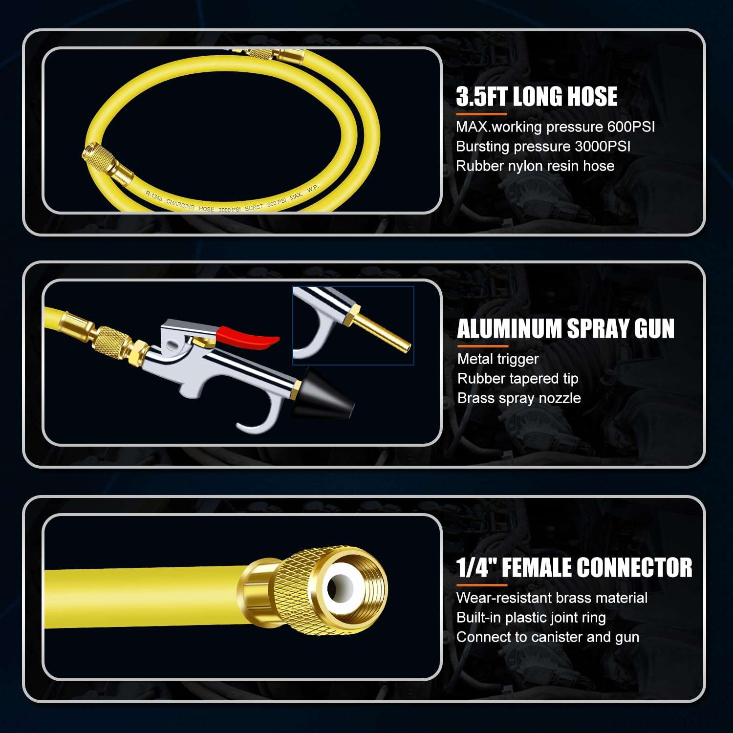 ADAFIRST AC Flush Kit, Automotive Air Conditioner System Clean Canister Flushing Gun Tool Set for Cleaning Auto R134A R404A R410A HVAC Hose Condenser Evaporator, with 220PSI Gauge Air Plug Fittings 6