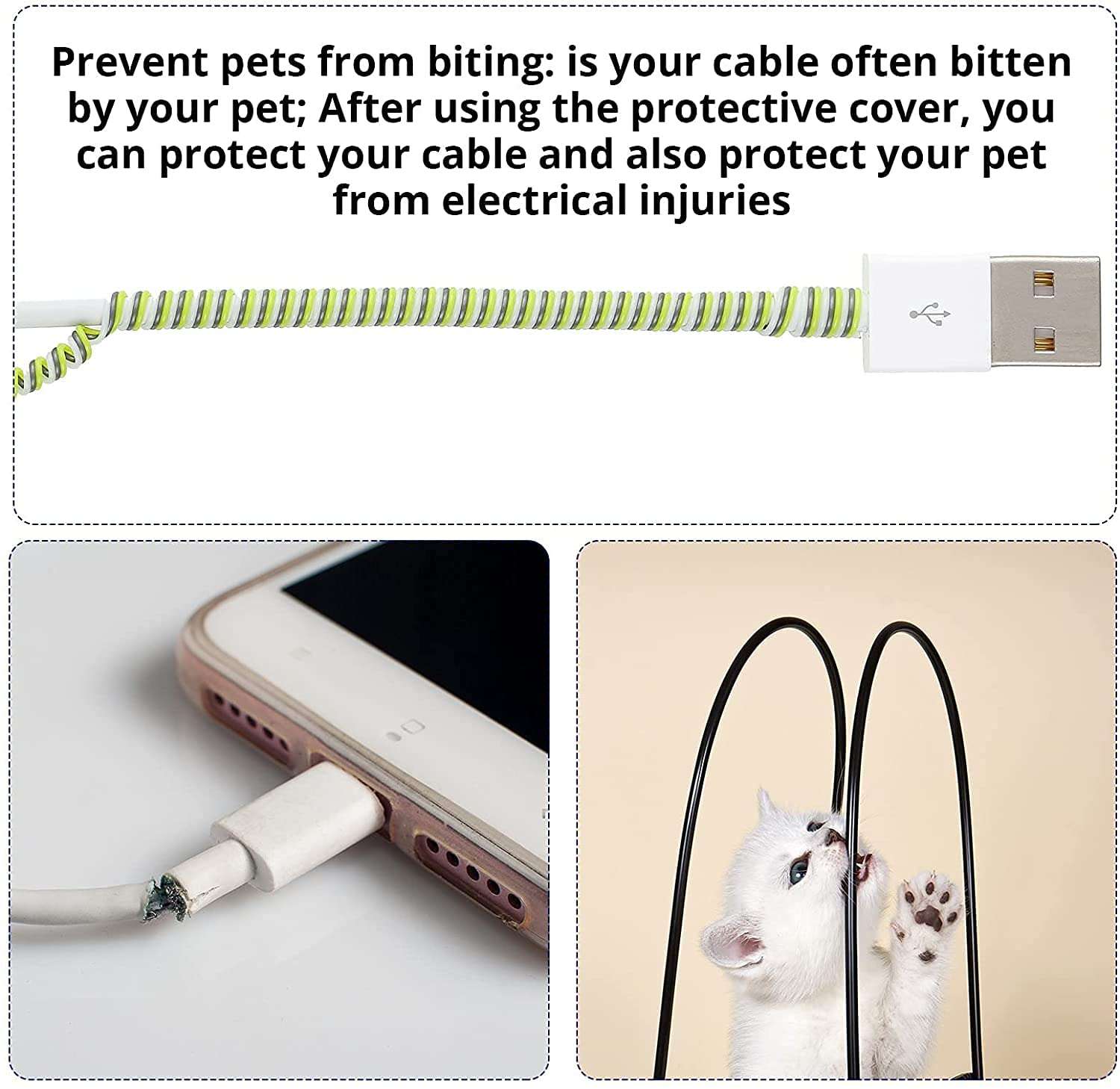 The Thrift Store? Ultimate Cable Protector | Spiral Triple Colour 1.5 Meter / 150 cm | Plastic Cord Wire Charger Winder for iPhone and Android Charging Cables (Metallic Silver) 6