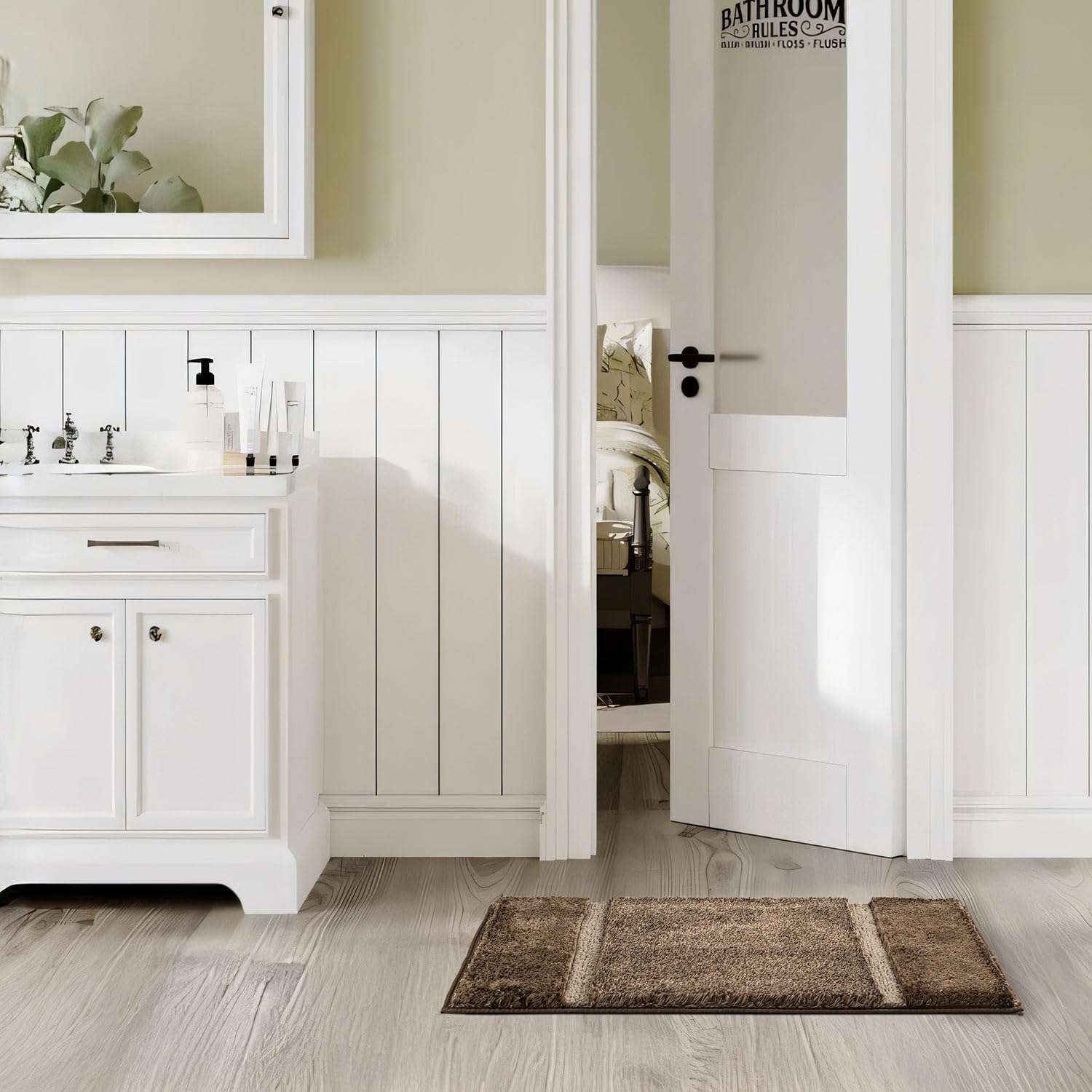 Spread Spain Lamb Bathmats for Bathrooms & Home - Brown | Quick Drying & Highly Absorbent Bath Floor Mat | Dual Tone Design | Super Soft Anti-Slip & Washable Bath Room Mat - 50 x 80cm 4