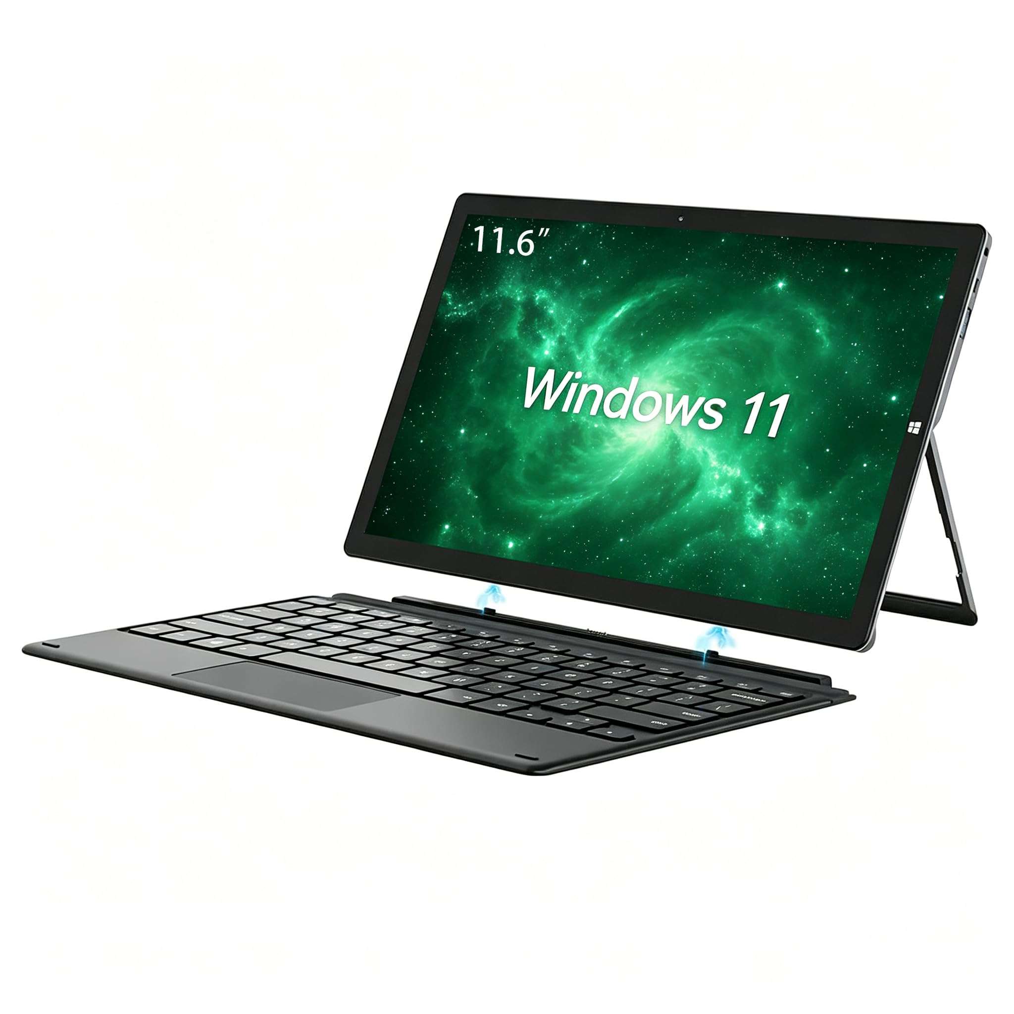 ZAOFEPU 2 in 1 Laptop Windows Tablet, 11.6" Touchscreen Tablets with Keyboard, 6GB RAM 128GB SSD, 2.7GHz, WiFi-2.4G/5G, BT4.2/HDMI/USB3.0/Dual Camera/SD Card Slot