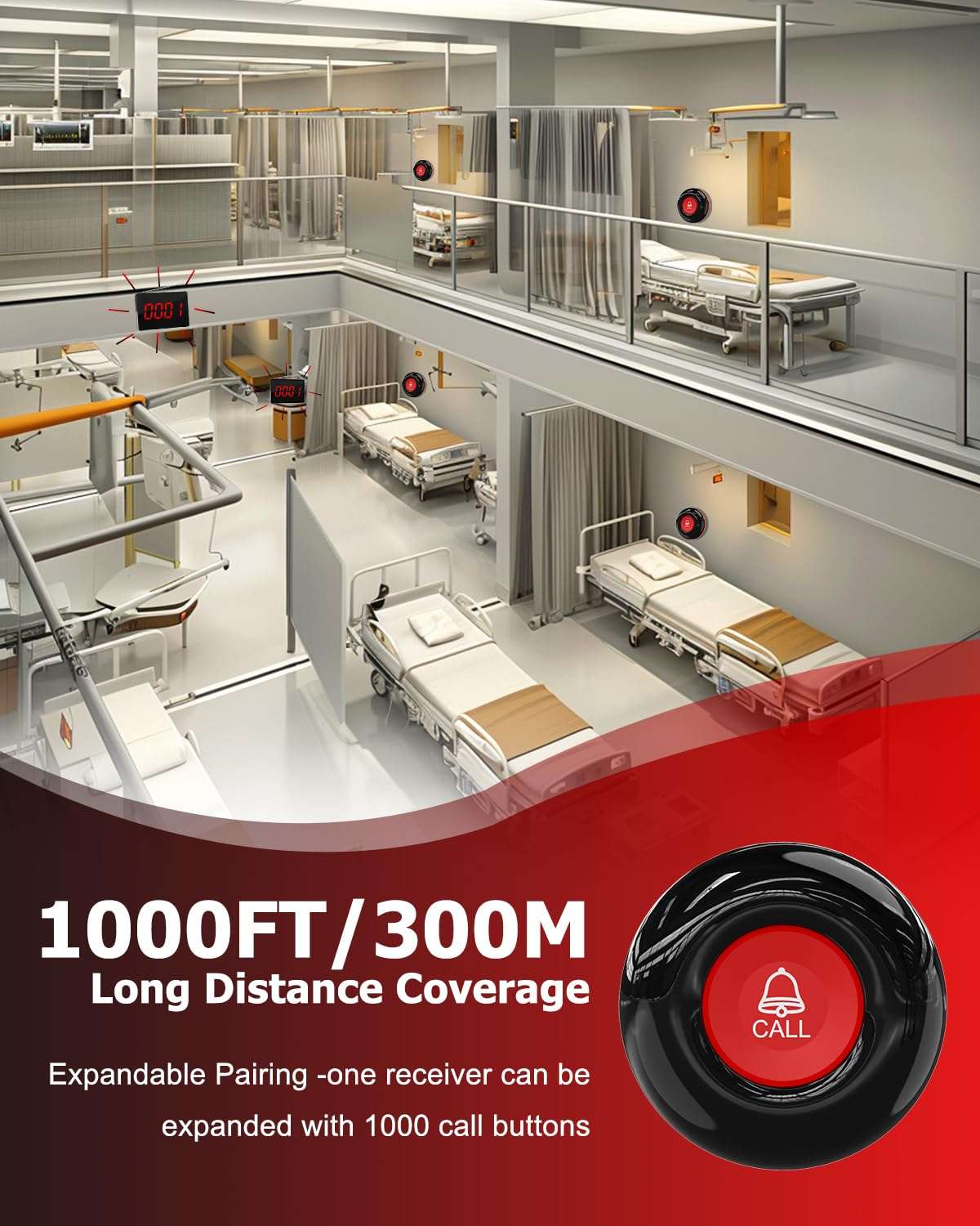 CallToU Wireless Calling System Customers Patient Pager System 1 Display Receiver Only（Need to Be Paired with Transmitter to Work） 5