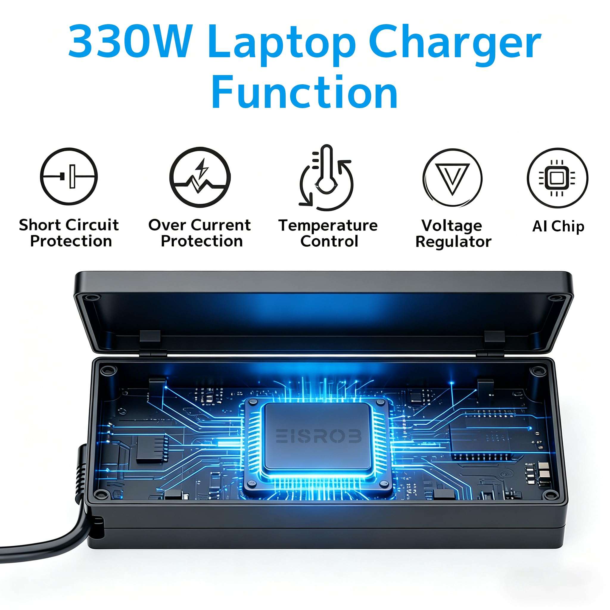 330W 20V 16.5A GaN Slim Gaming Laptop Charger Replacement for Lenovo Legion Pro 9 9i Gen 9 7 7i 5i 5 15 16 17 Yoga AIO 7 16IRX8 16IRX9 16IRX8H 16ARX8H RTX 4070 4080 4090 AC Adapter Power Supply Cord 4