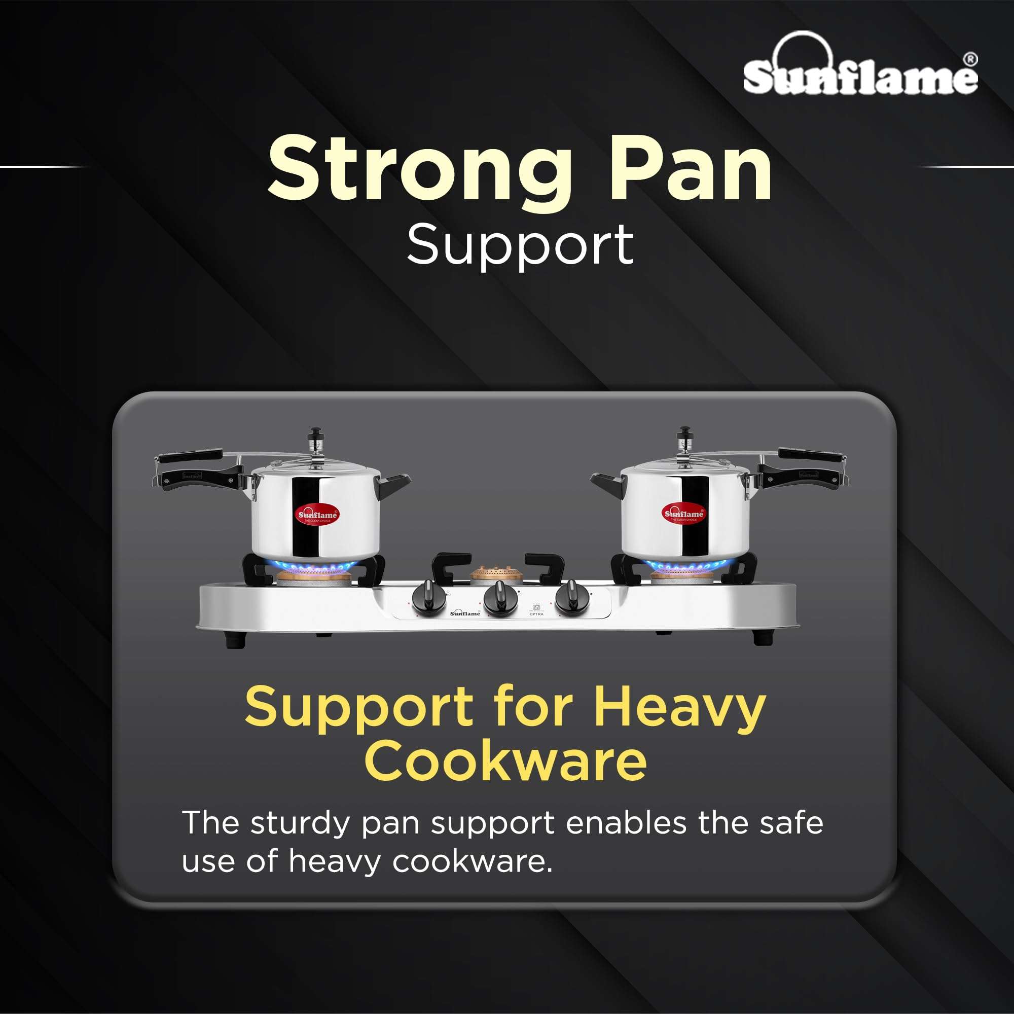 Sunflame Optra 3 Burner Gas Stove | Curved Edges Stainless Steel Body | 1 Jumbo, 1 Medium and 1 Small Brass Burners | 2-Years Product Coverage by Sunflame | Manual Ignition | PAN India Presence 5