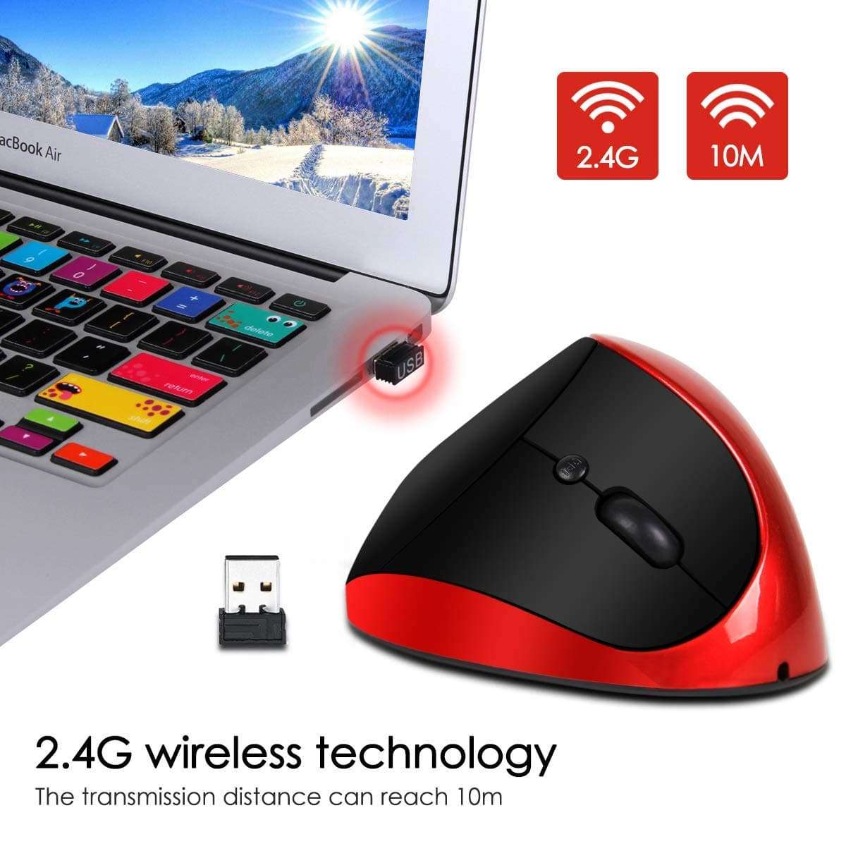 Microware Vertical Mouse Wireless Ergonomic Mouse Rechargeable 2.4G USB Optical Small Vertical Mouse with Adjustable 1000/1200/1600 DPI, 6 Buttons Reduces Hand/Wrist Pain for Laptop Computer 6