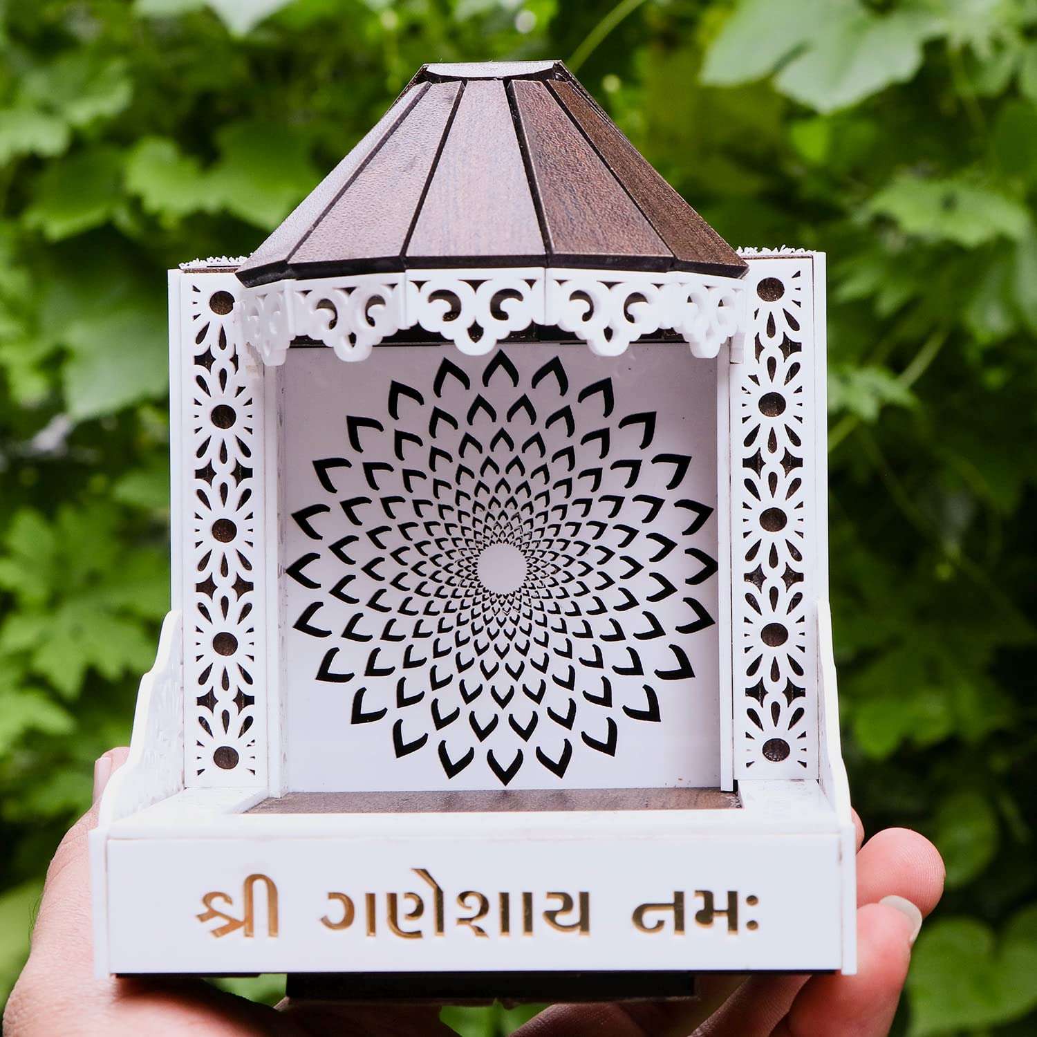 VPLLEX Car Temple for Dashboard | Temple with Essential Oils | Religious Gift | Wooden Temple | Mandir | Fragrances with Temple | Car Showpiece | Car Interior Decoration (Shikhar_EUCALLYPTUS) 1