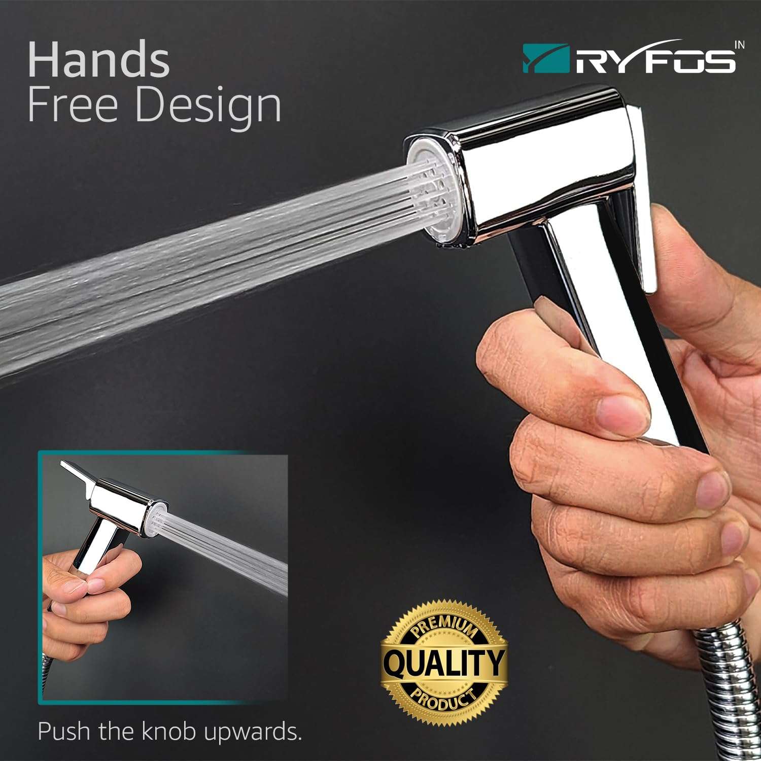 Ryfos India’s 1st Brand with Lifetime Support, R1030HF, ABS Health Faucet, Jet Spray for Toilet with 1-1.2 Mtr SS-304 Flexible Hose Pipe & Wall Hook, Chrome Finish 3