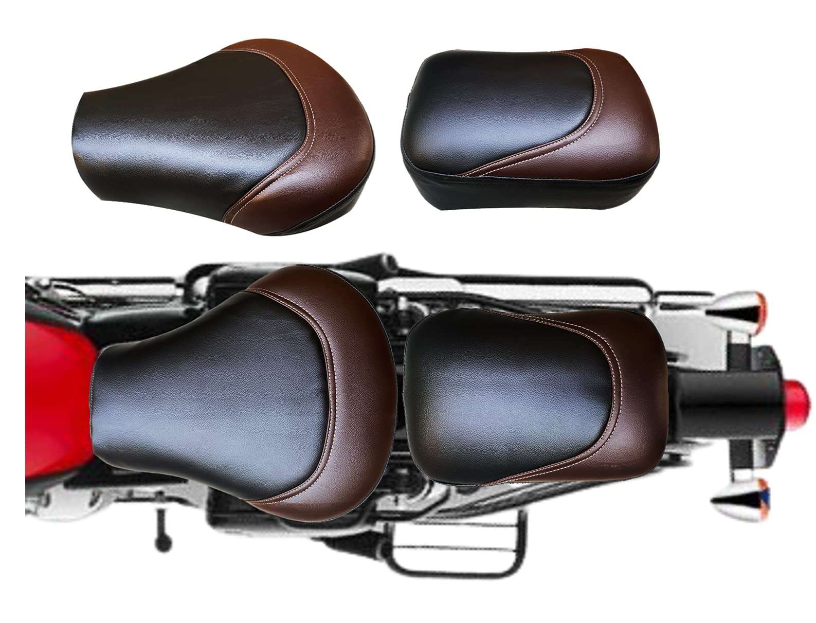 IGNITEX Waterproof Original Leather Seat Cover for Royal Enfield Classic 350, Bullet Classic, Bullet 350, Classic 500 & Desert Storm 500, Black 3