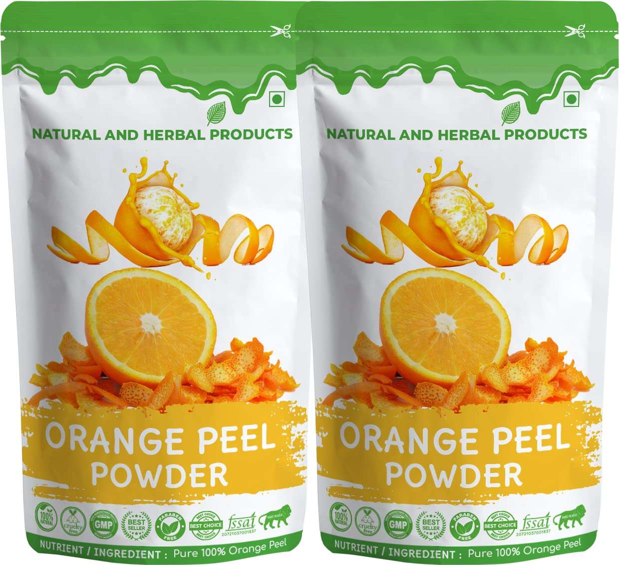 Orange Peel Powder for Skin, Vitamin C, Santra Chilka, Oil Control, Tan Removal, Pimples, Glowing Skin, Face Pack, Hair & Skin Whitening, Drinking, Eating, Organic, Pure(100Gm Pack 2) Best for Skin 1